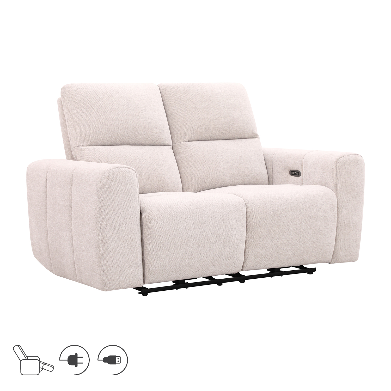 Dvivietė elektrinė sofa, šviesiai smėlinė, 162 × 90 × 100 cm