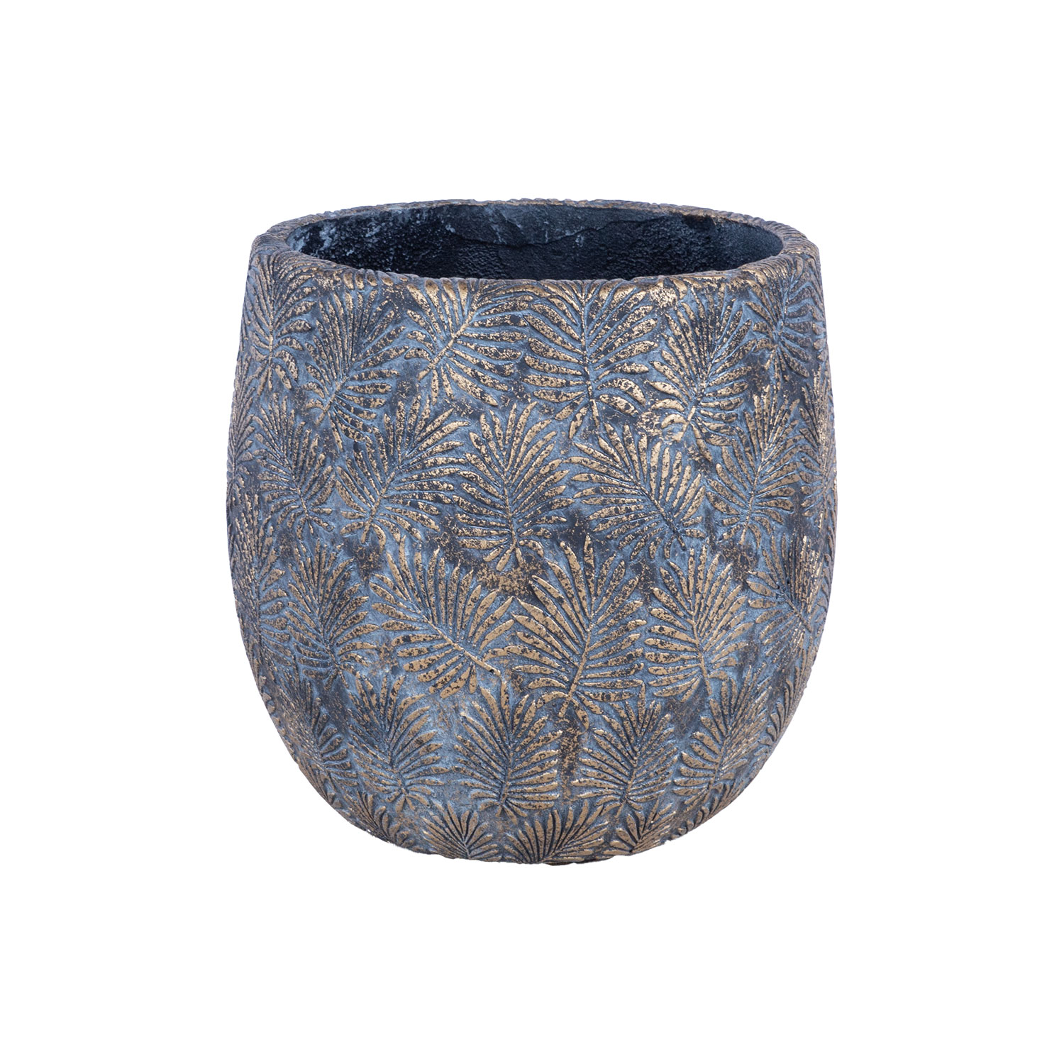 Gėlių vazonas rankų darbo, atsparus šalčiui, tamsiai pilkas / auksinis, Ø 26 × 25,5 cm