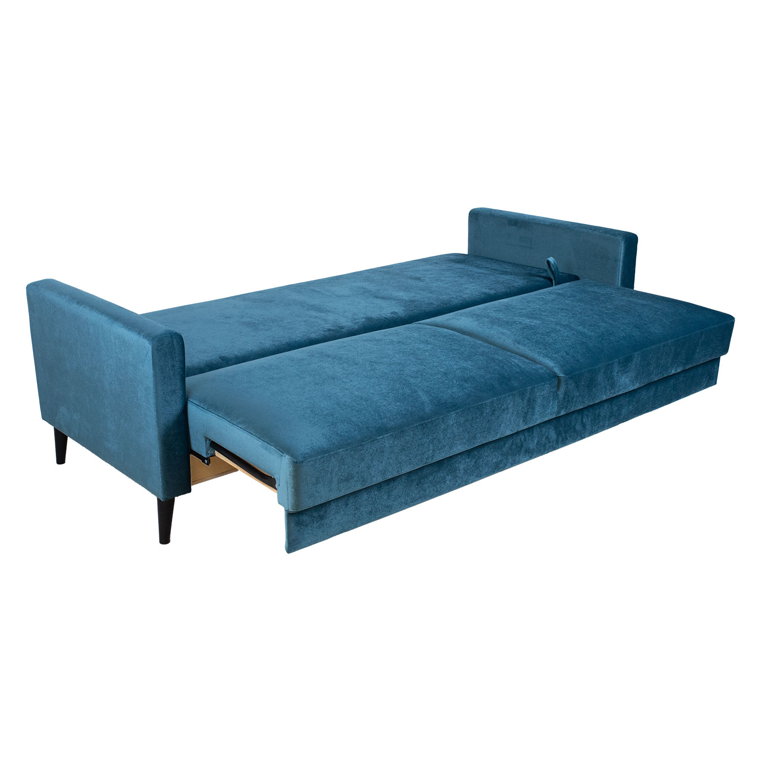 Sofa-lova ANNA su patalynės dėže, melsvai žalias aksomas, 222 × 86 × 98 cm 2