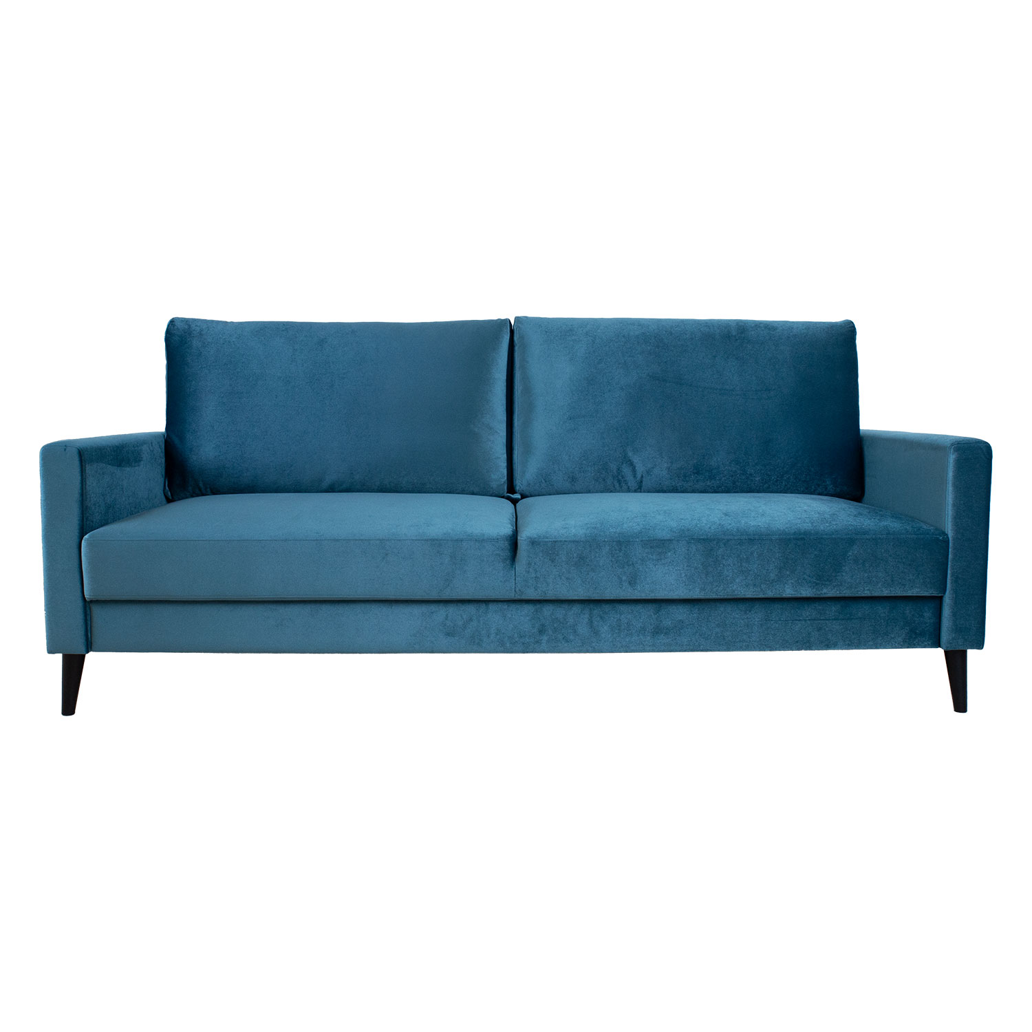 Sofa-lova ANNA su patalynės dėže, melsvai žalias aksomas, 222 × 86 × 98 cm