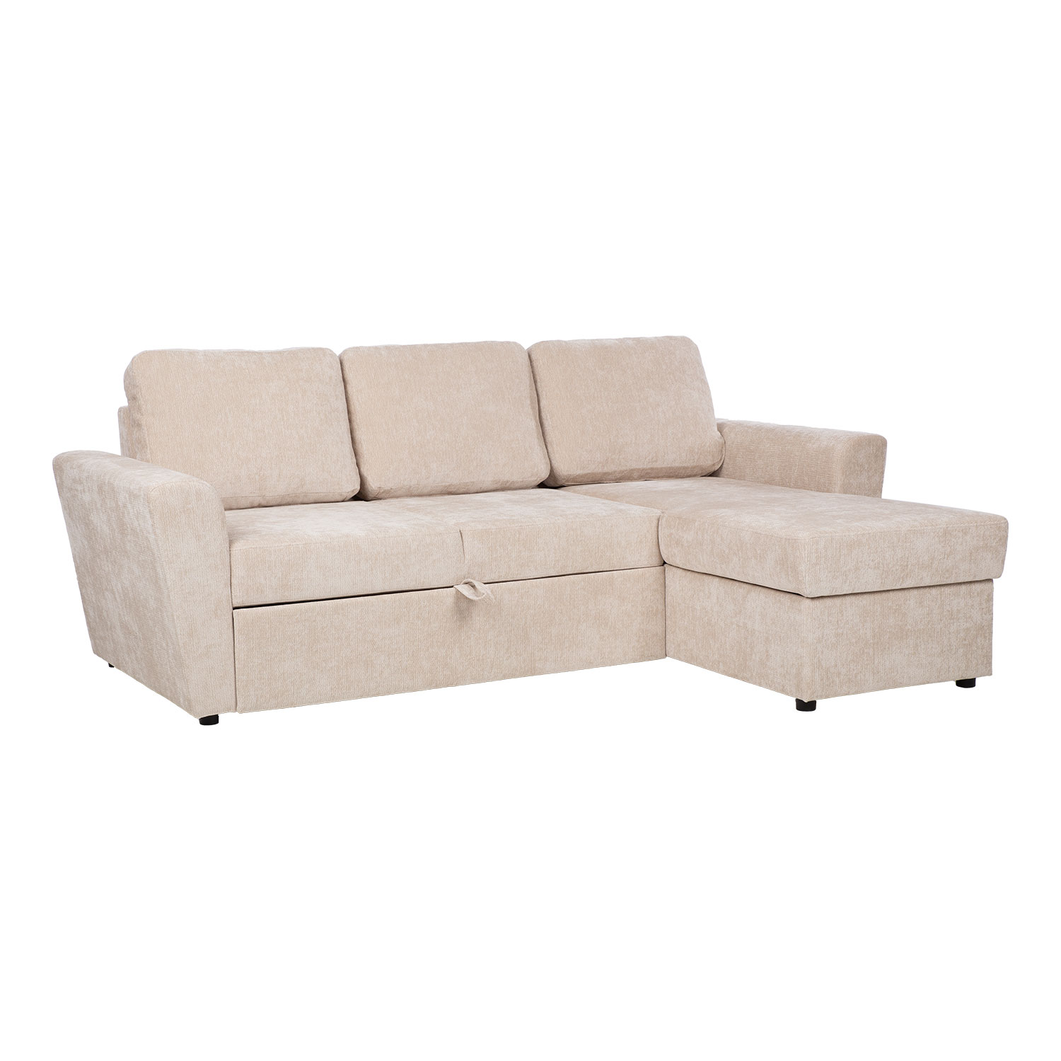 Kampinė sofa-lova INGA, smėlio spalvos, 217 × 92/160 × 88 cm