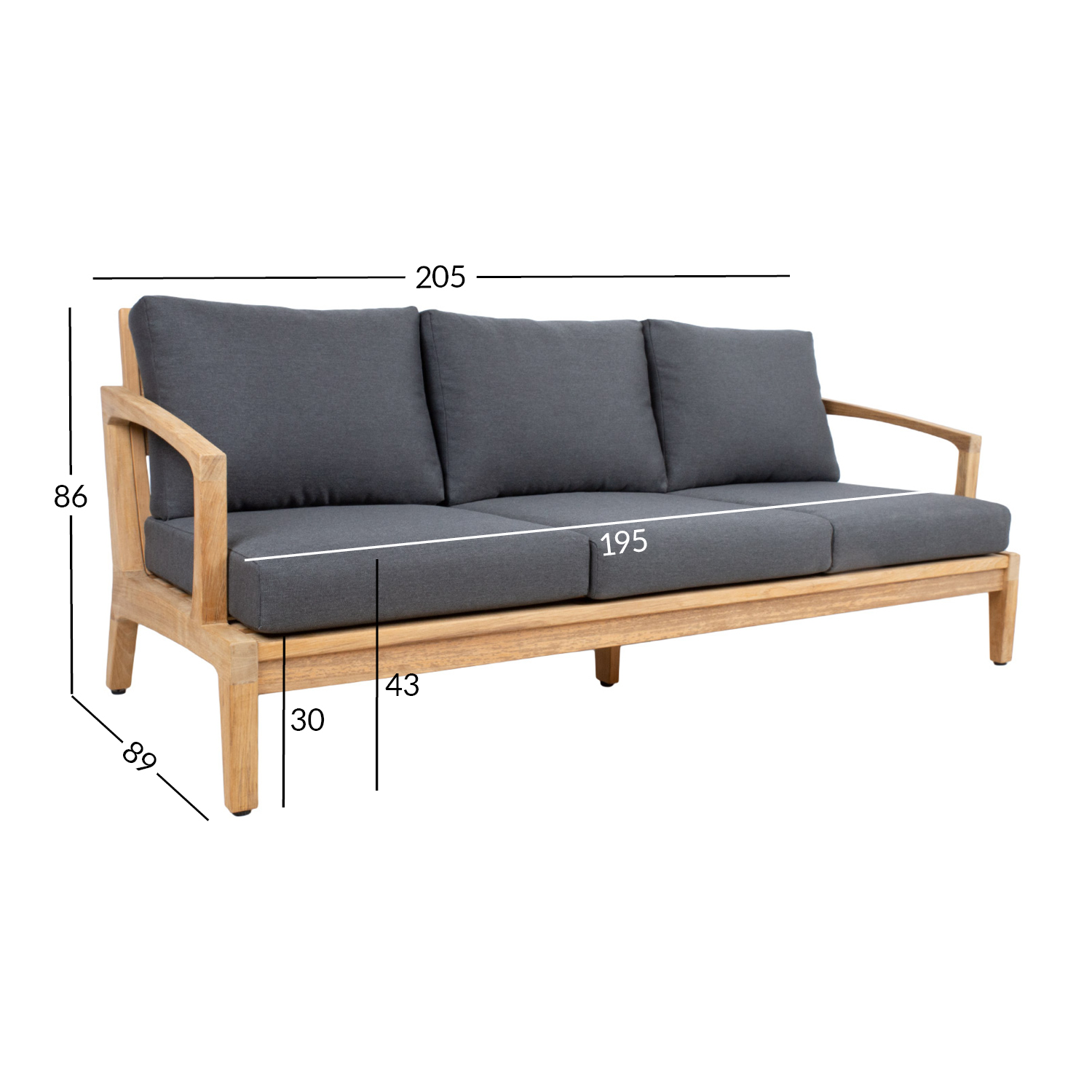 Sofa, 3 vietų 205 × 89 × 86 cm