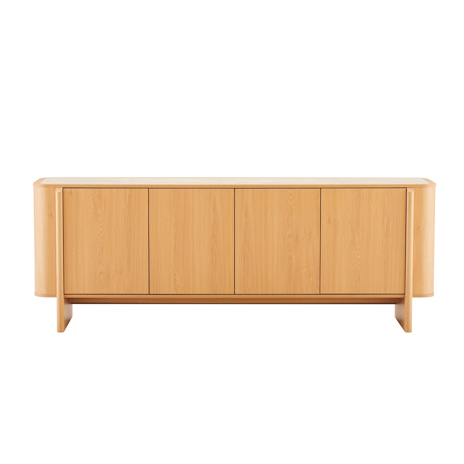 Komoda, 4 durų, amerikietiško baltojo ąžuolo, 202,5 × 40 × 75 cm