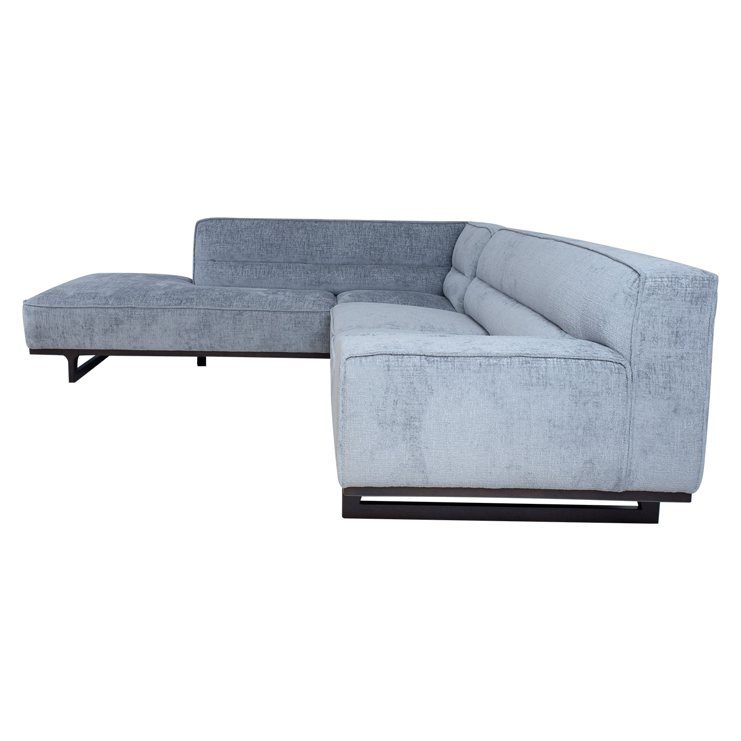 Kampinė sofa, kairinė, sidabriškai pilka, 272 × 240/95 × 79 cm