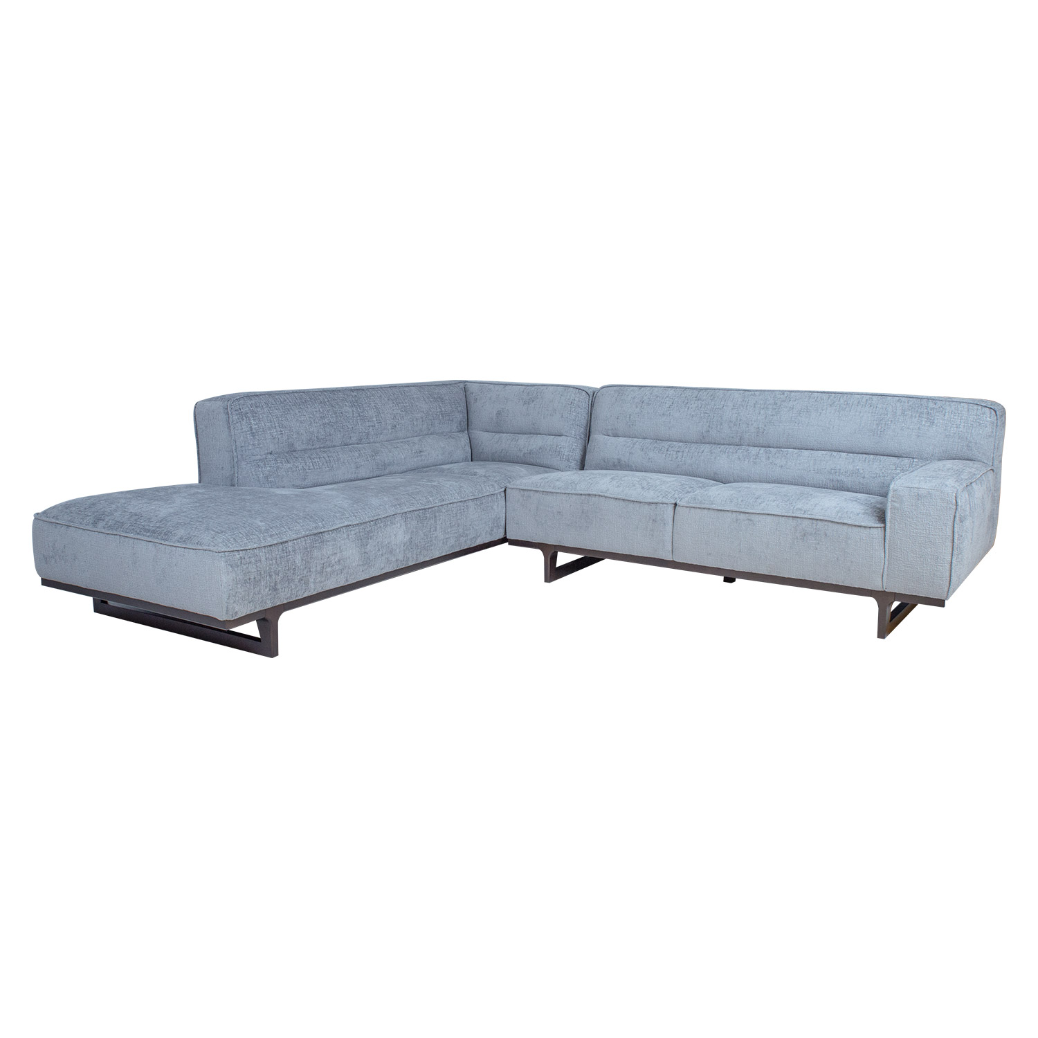 Kampinė sofa, kairinė, sidabriškai pilka, 272 × 240/95 × 79 cm