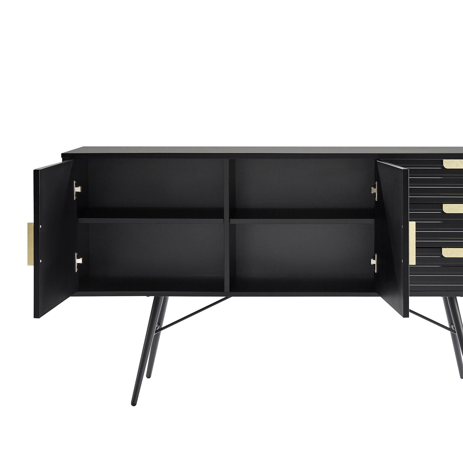 Komoda, 3 stalčių ir 2 durų, juoda, 150 × 40 × 80 cm 3