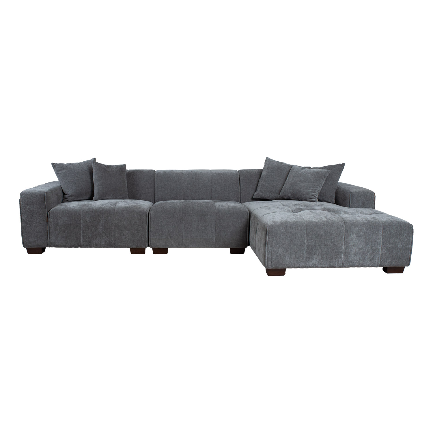 Kampinė sofa, dešininė, pilka, 322 × 96/162 × 74 cm 2