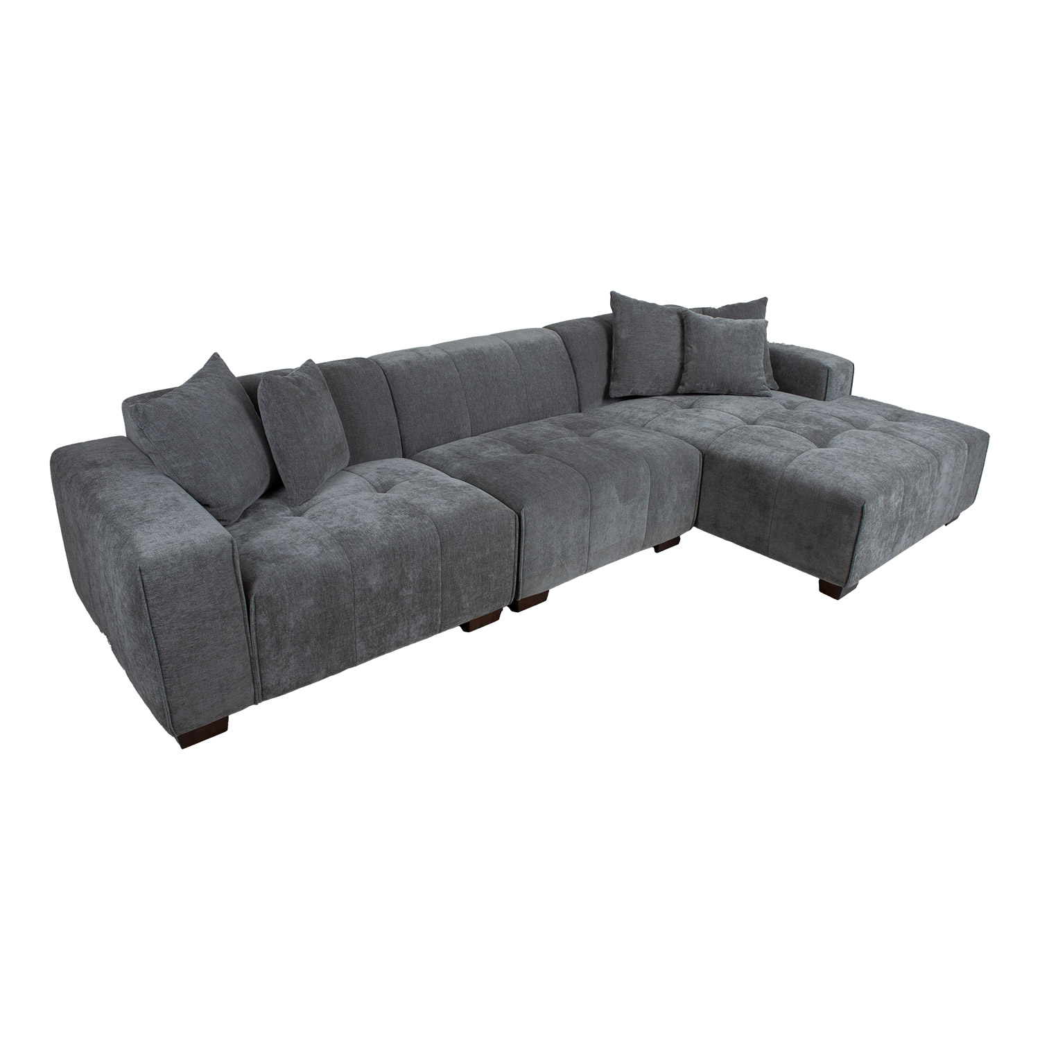 Kampinė sofa, dešininė, pilka, 322 × 96/162 × 74 cm