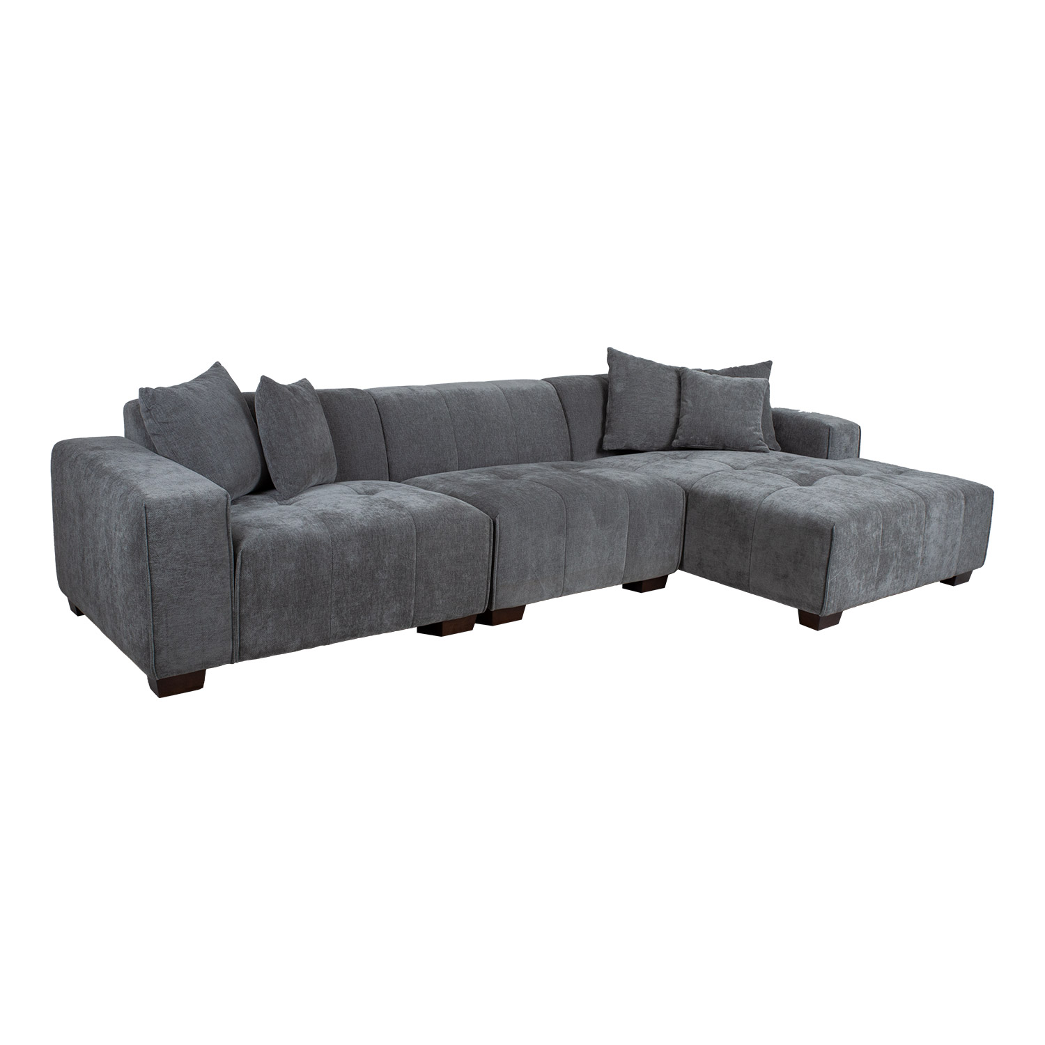 Kampinė sofa, dešininė, pilka, 322 × 96/162 × 74 cm