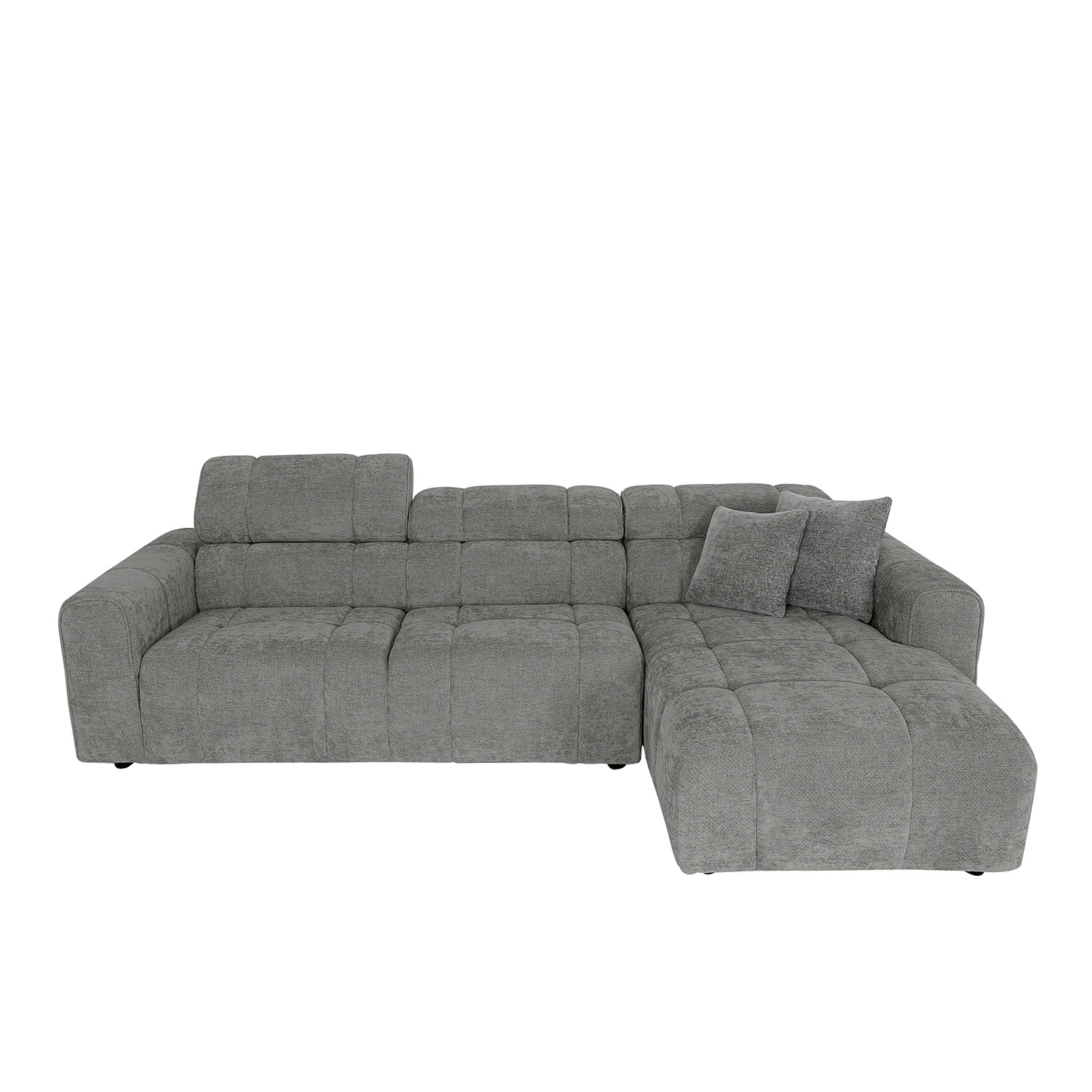 Kampinė sofa su reguliuojamo aukščio atlošais, dešininė, smėlio spalvos, 291 × 105/169 × 74/92 cm