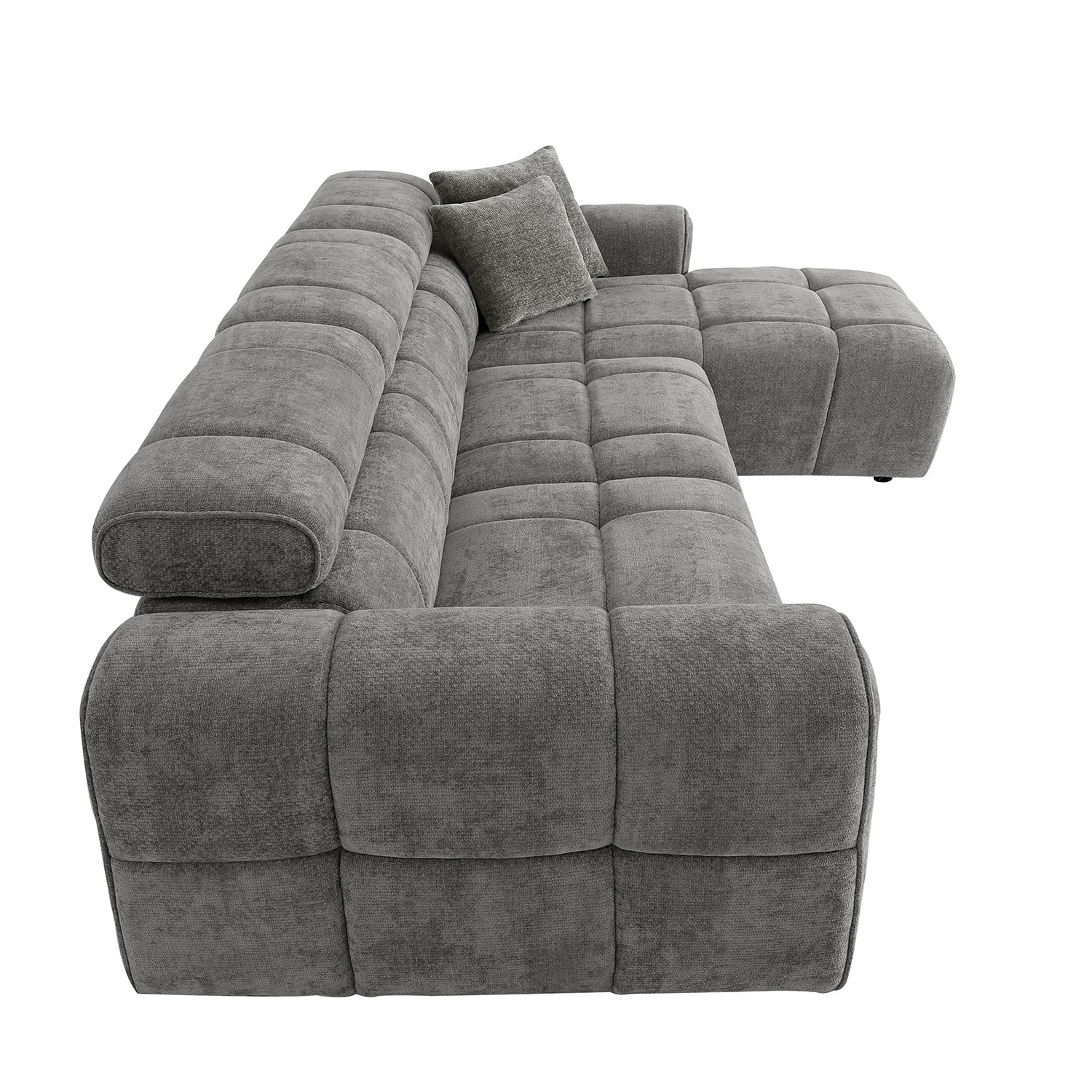 Kampinė sofa su reguliuojamo aukščio atlošais, dešininė, smėlio spalvos, 291 × 105/169 × 74/92 cm 2
