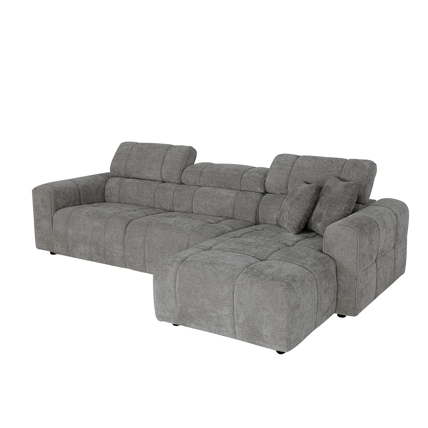 Kampinė sofa su reguliuojamo aukščio atlošais, dešininė, smėlio spalvos, 291 × 105/169 × 74/92 cm 3