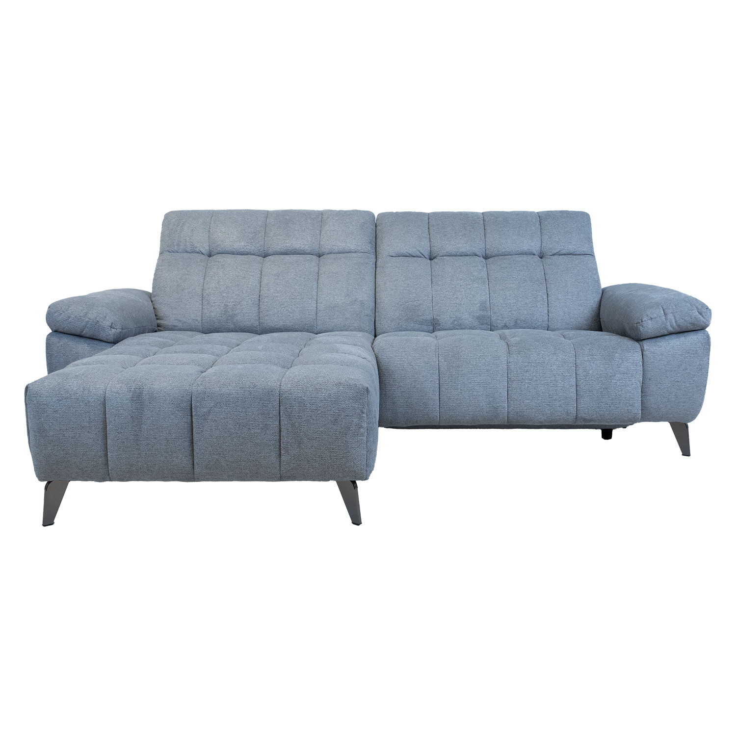 Kampinė sofa su elektriniu kojų atramos mechanizmu, kairinė, melsvai pilka, 264 × 160/87 × 85/102 cm 2