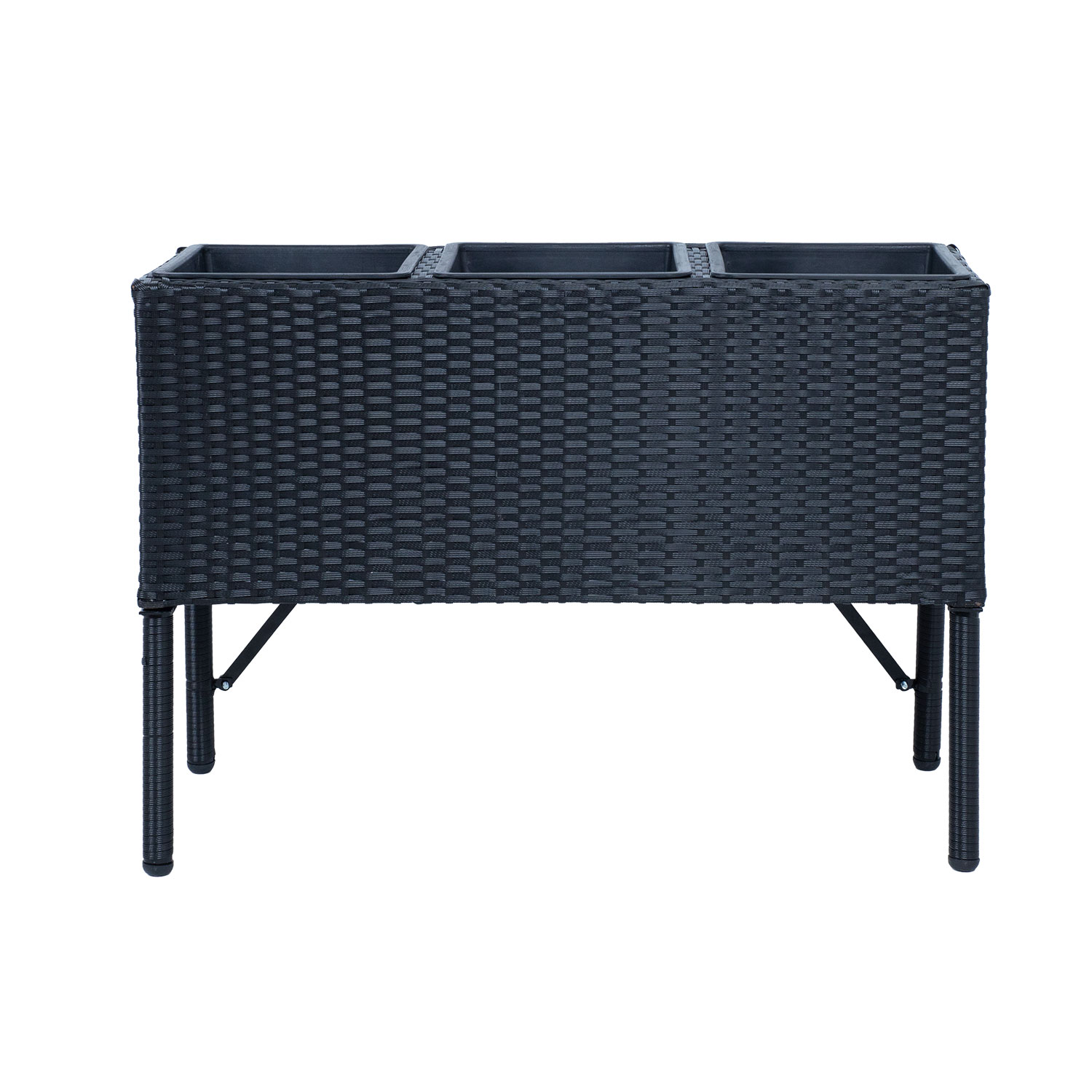 Gėlių dėžė su metalinėmis kojomis, juoda, 78 × 33 × 54 cm