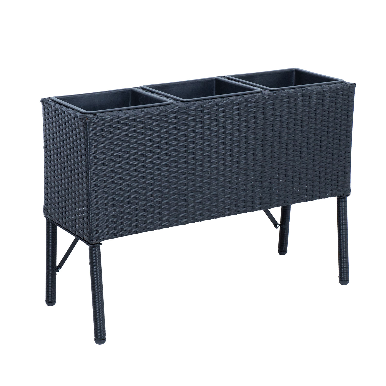Gėlių dėžė su metalinėmis kojomis, juoda, 78 × 33 × 54 cm