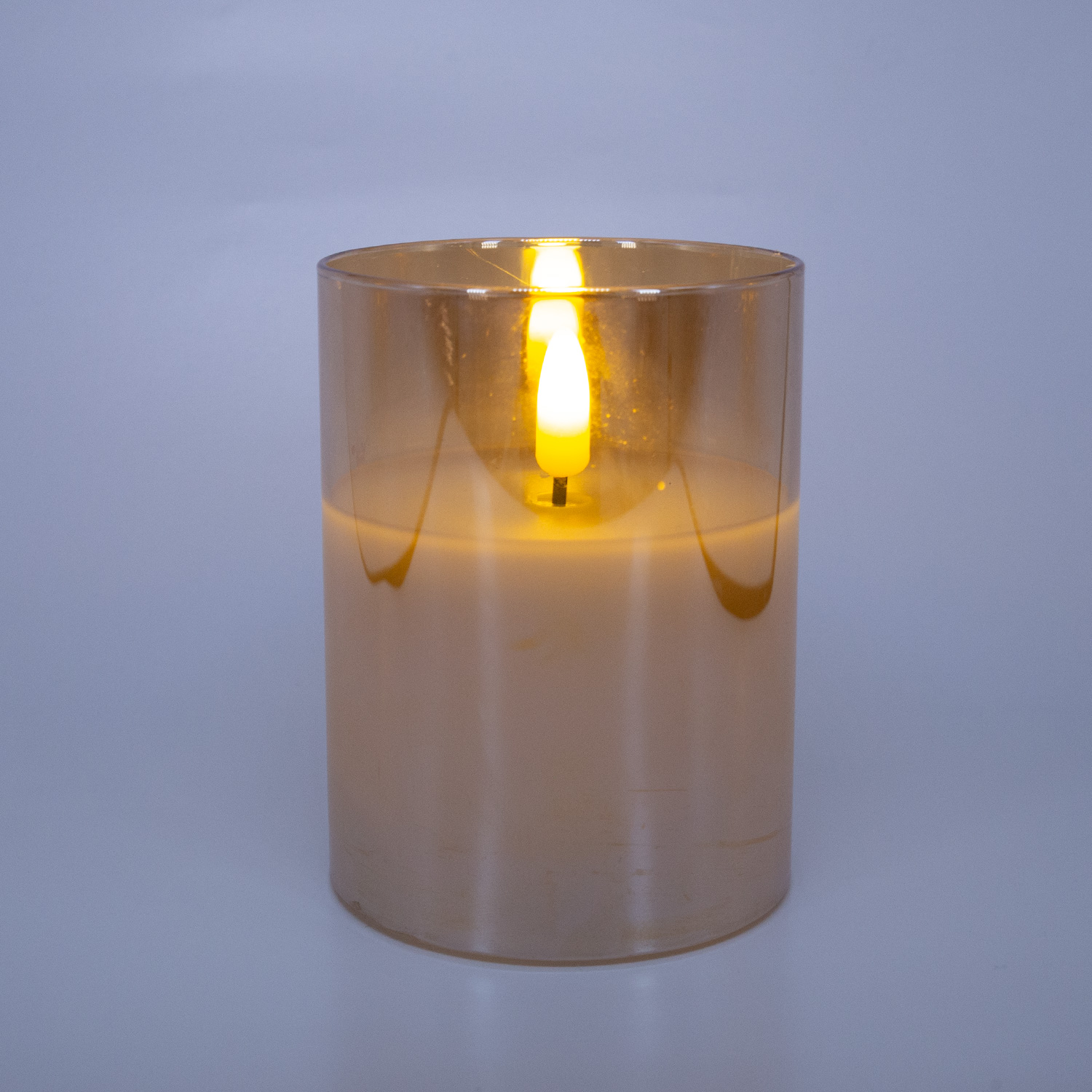 LED žvakė su 3D liepsna, auksinės spalvos, 7,5 × 10 cm