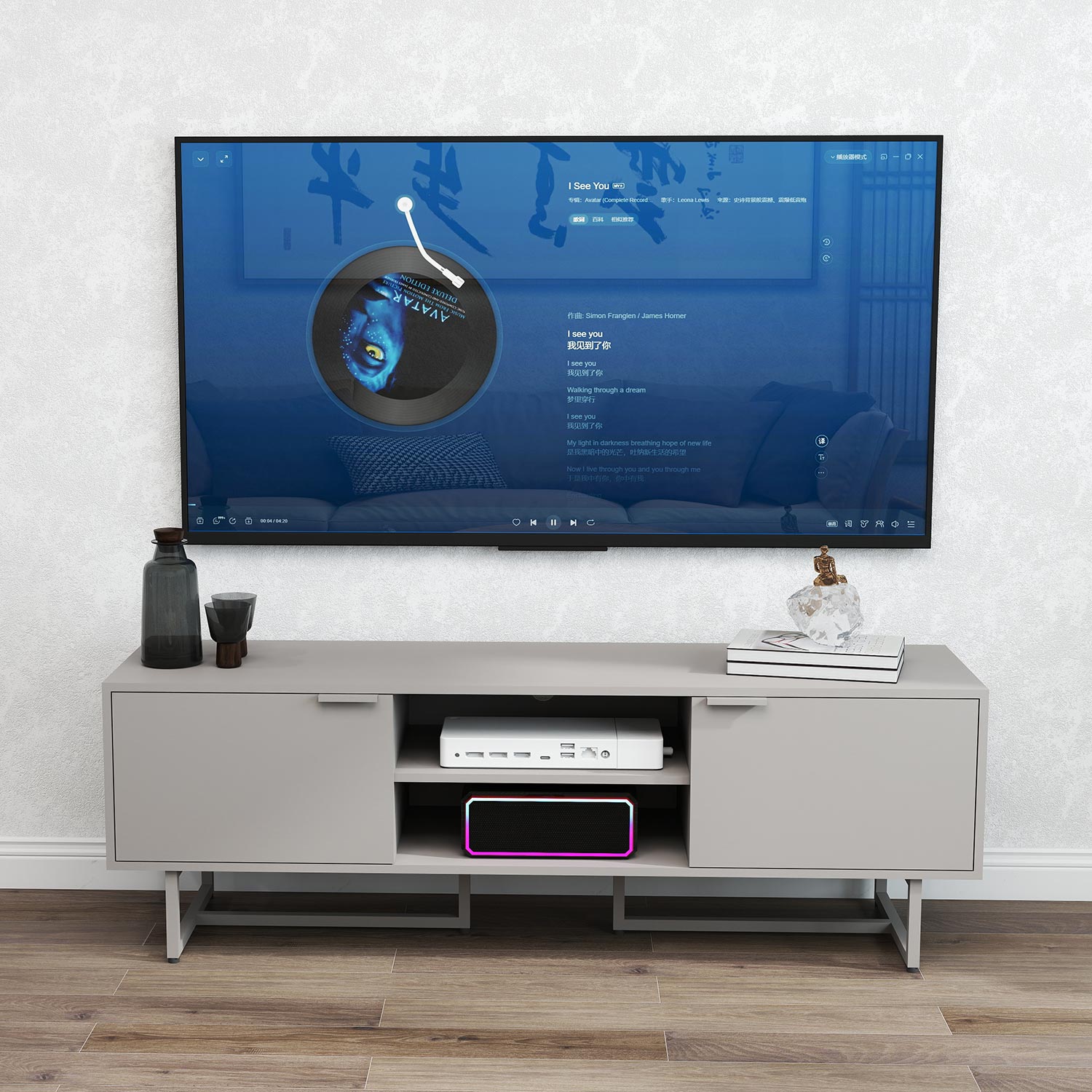 TV staliukas, rusvai pilkas, 150 × 40 × 50 cm 3