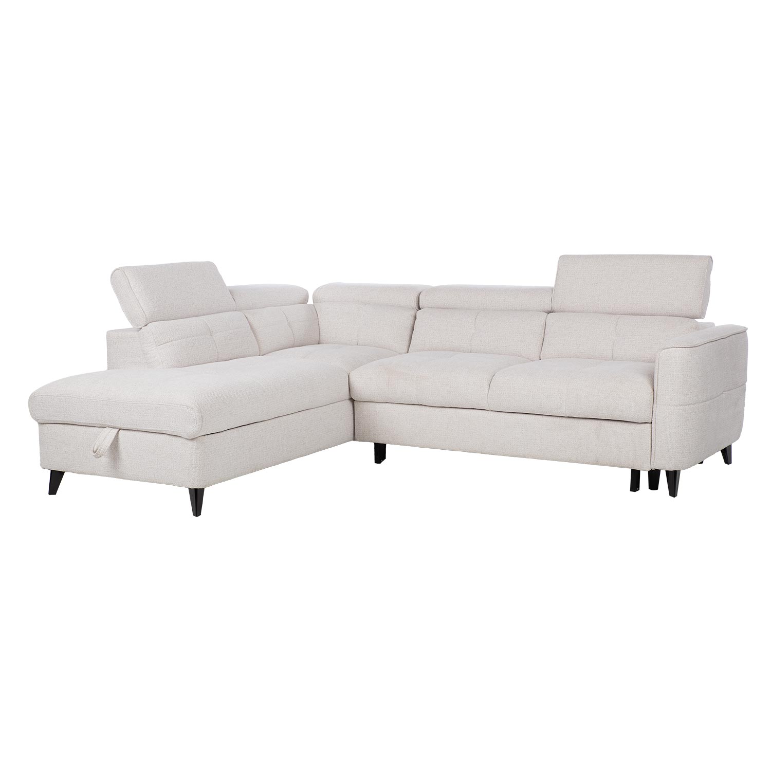 Kampinė sofa-lova, kairinė, balta, 255 × 205/95 × A 82/99 cm 3