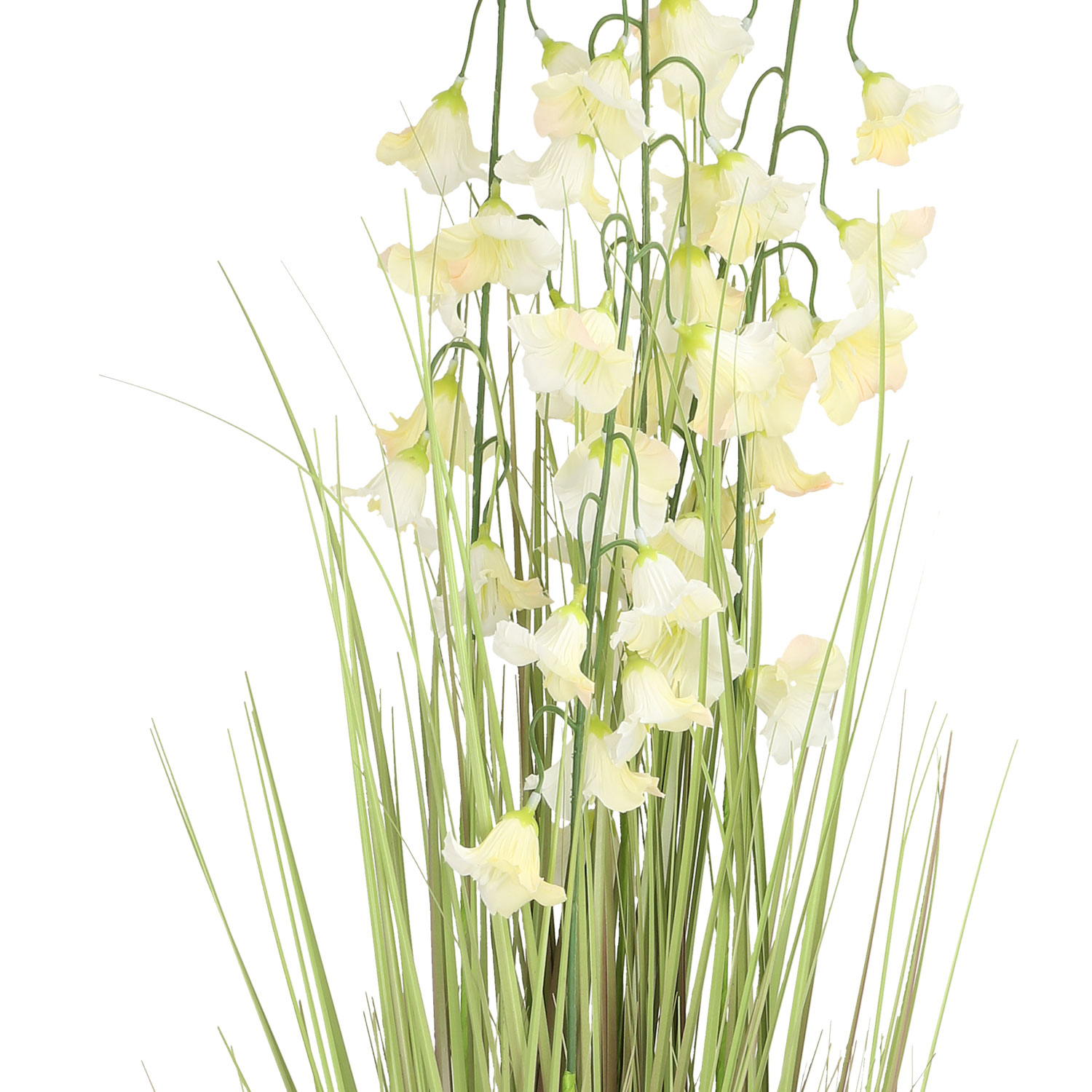 Dirbtinė gėlė „IN GARDEN“ su baltais varpeliais ir žolėmis vazone, 87 cm