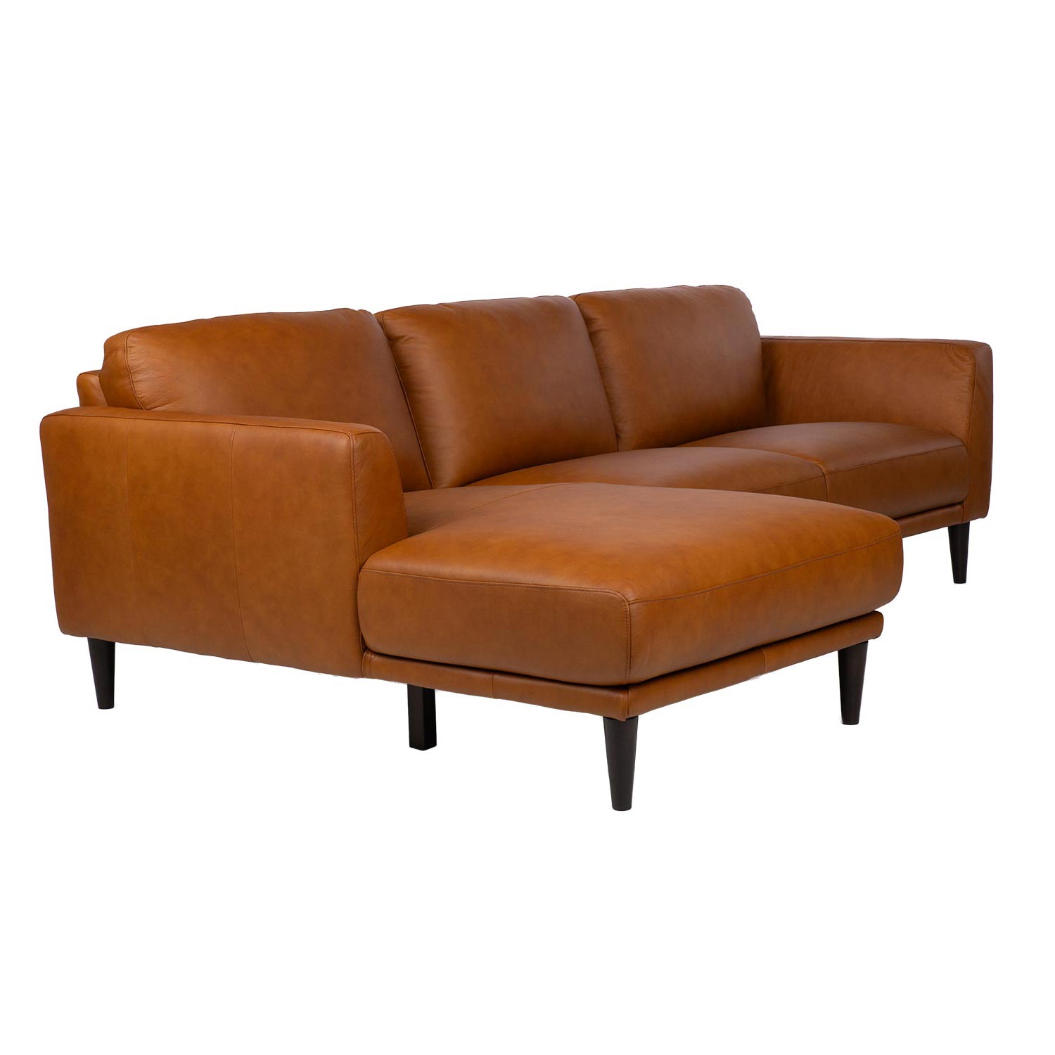 Kampinė sofa, kairinė, konjako ruda, 251 × 92/160 × 81 cm 3