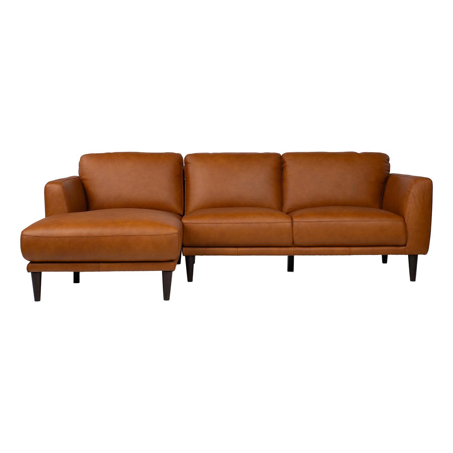 Kampinė sofa, kairinė, konjako ruda, 251 × 92/160 × 81 cm 2