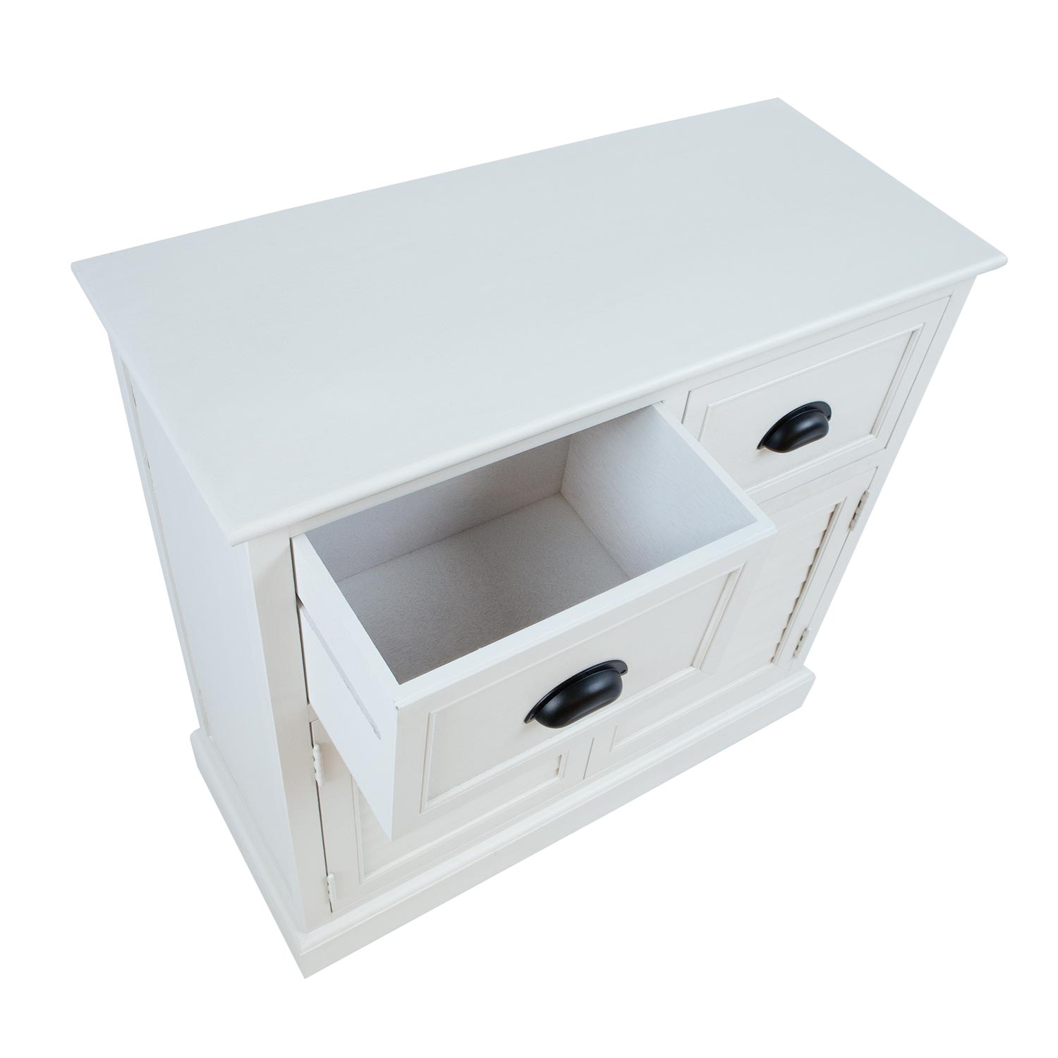Kumode ar metāla rokturiem, balta, 75 × 33 × 75 cm 3