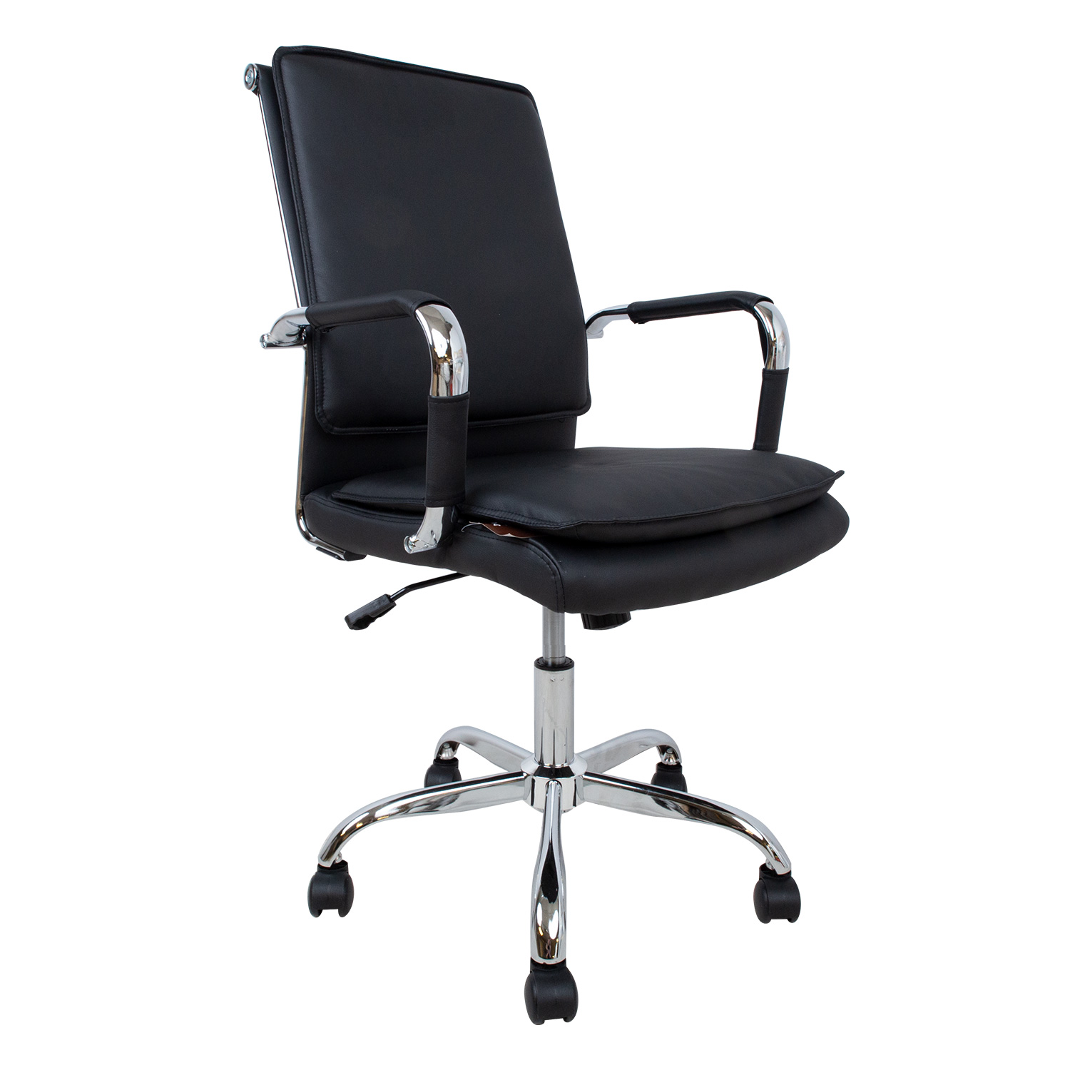 Biuro kėdė su supimo mechanizmu, juoda, 54,5 × 63 × 94–104 cm