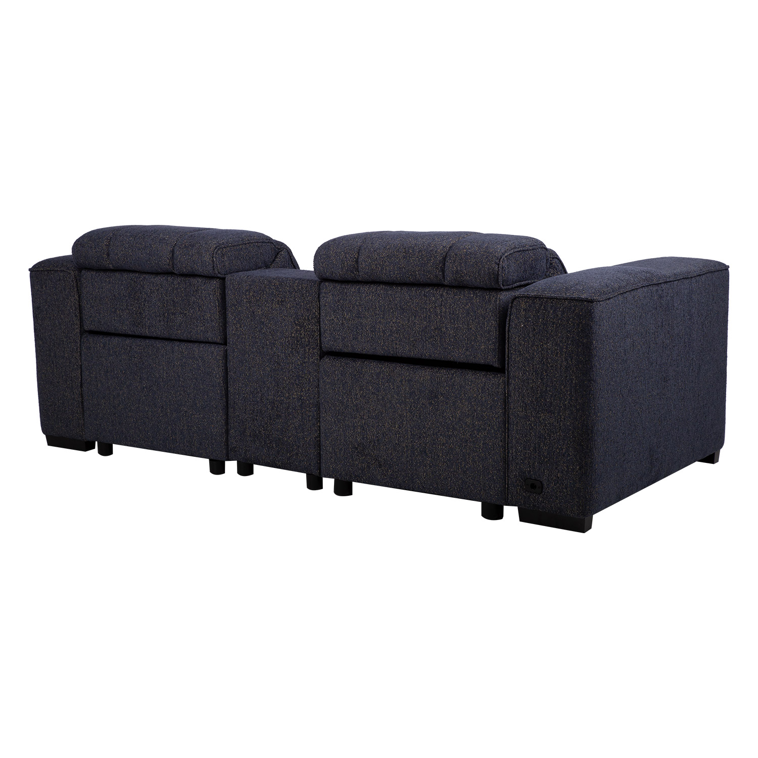 Dvivietė elektrinė atlošiama sofa su centrine konsole, tamsiai mėlyna, 209 × 103 × 73/97 cm 3