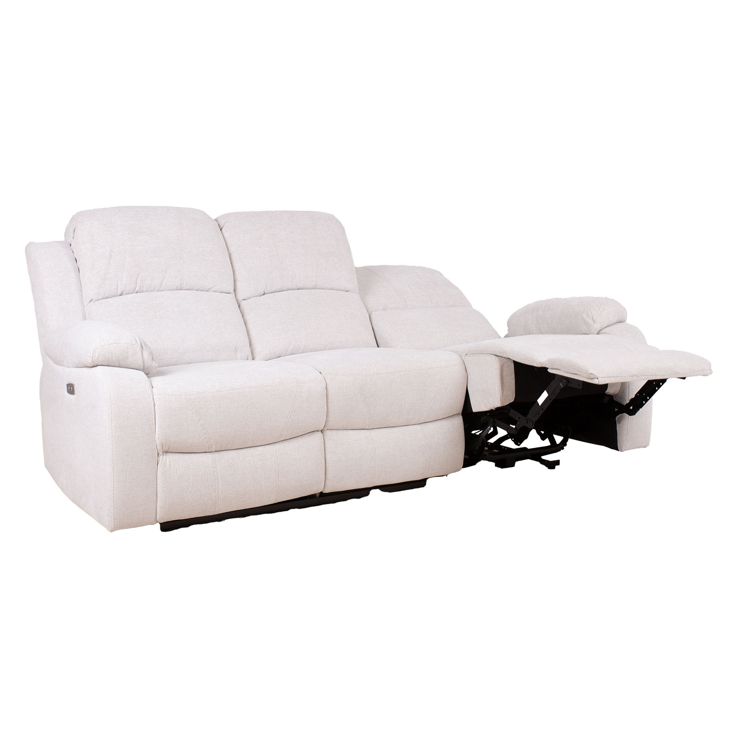 Sofa, 3 vietų, su elektriniu atlošimo mechanizmu, natūraliai balta, 208 × 96 × 100 cm 2