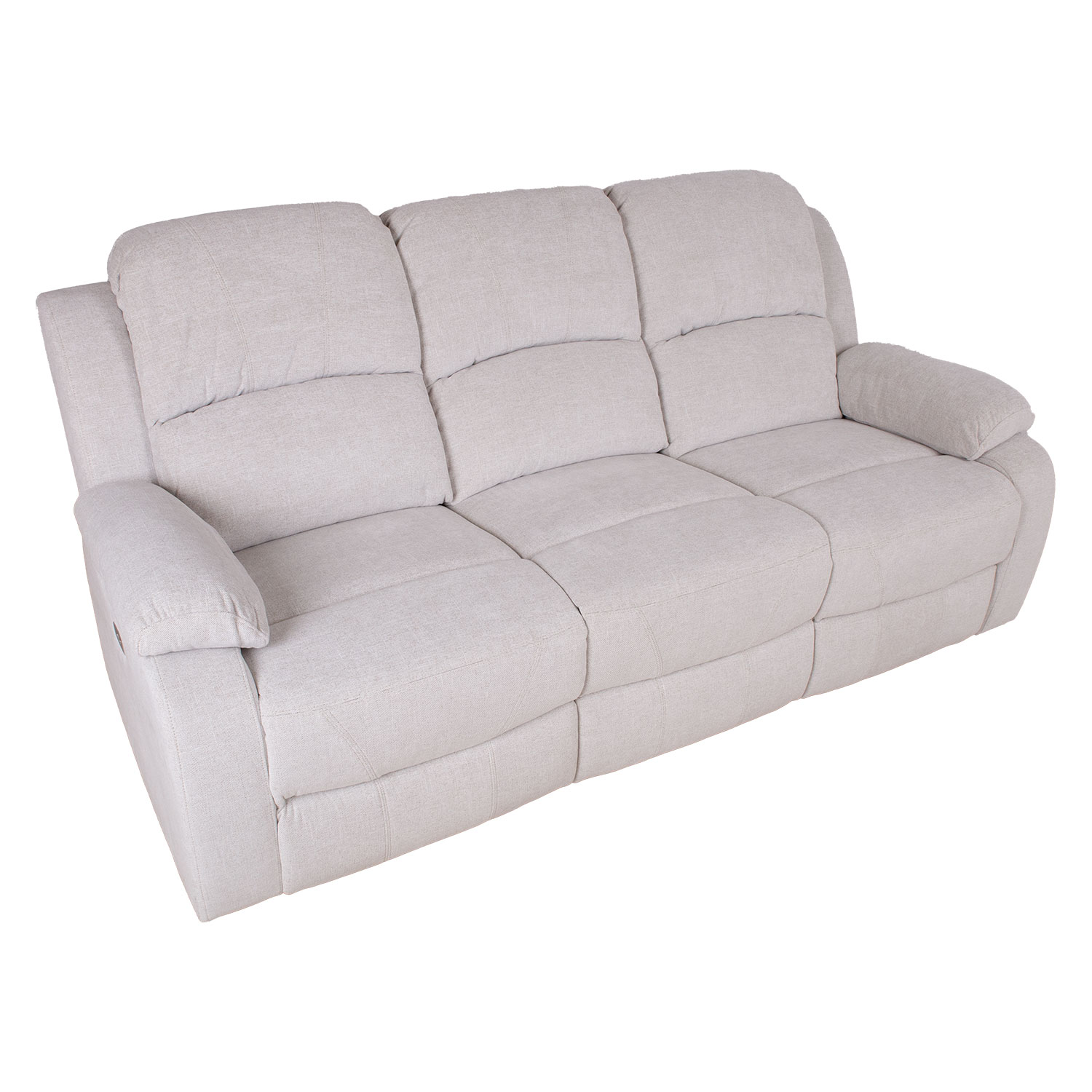 Sofa, 3 vietų, su elektriniu atlošimo mechanizmu, natūraliai balta, 208 × 96 × 100 cm 3