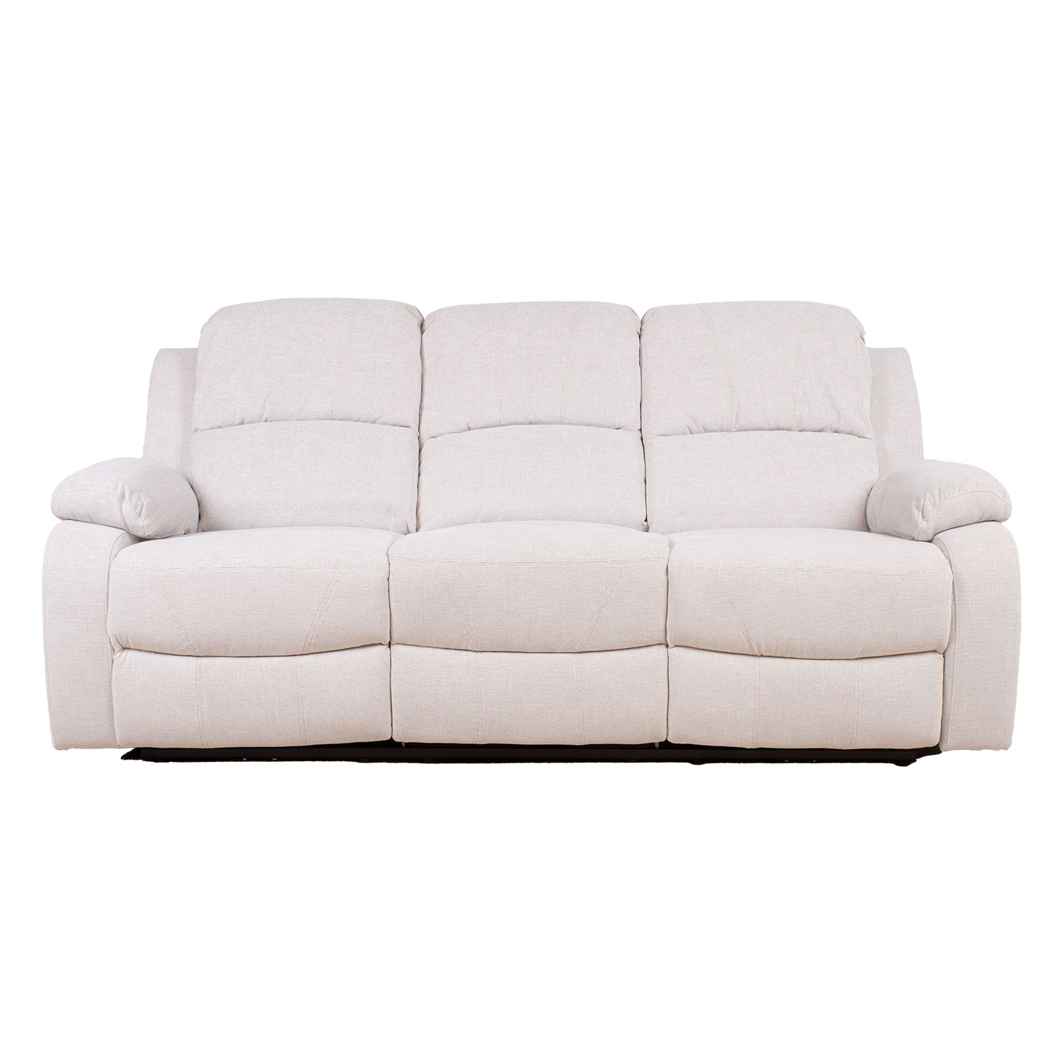 Sofa, 3 vietų, su elektriniu atlošimo mechanizmu, natūraliai balta, 208 × 96 × 100 cm