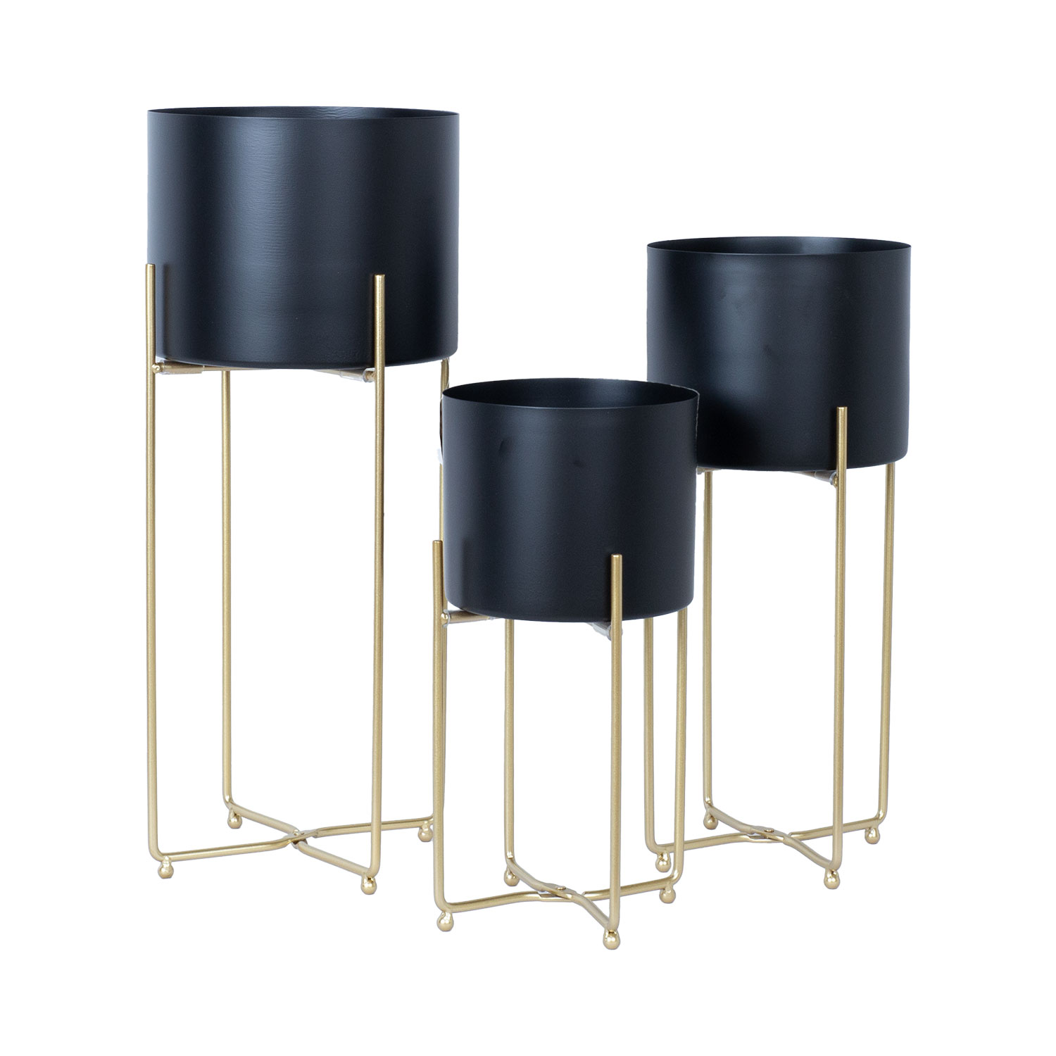 Metalinis gėlių stovas, juodas, 24,5 × 23,5 × 57 cm