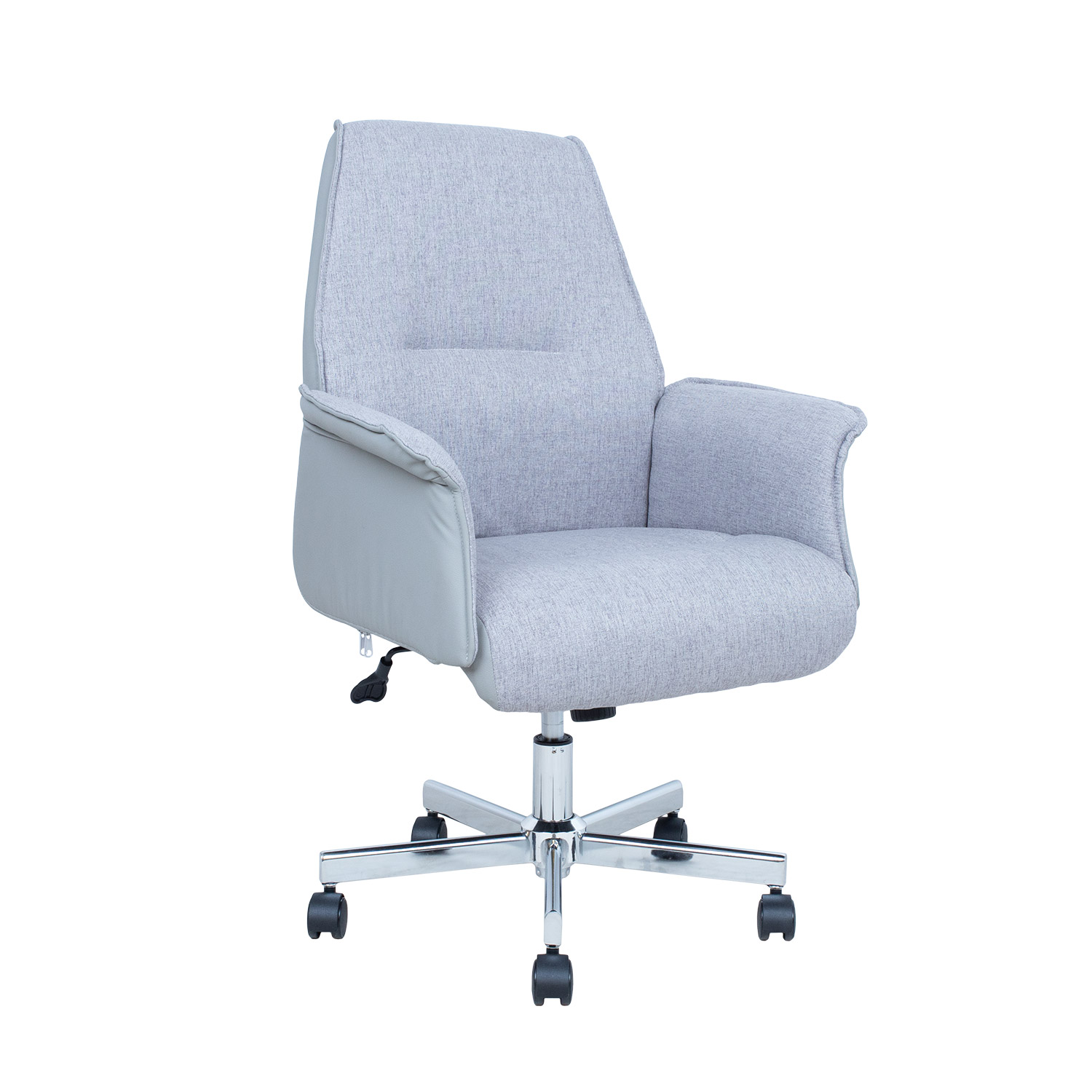 Biuro kėdė su fiksuojamu supimo mechanizmu ir reguliuojamu aukščiu, pilka, 68 × 63 × 92–101 cm