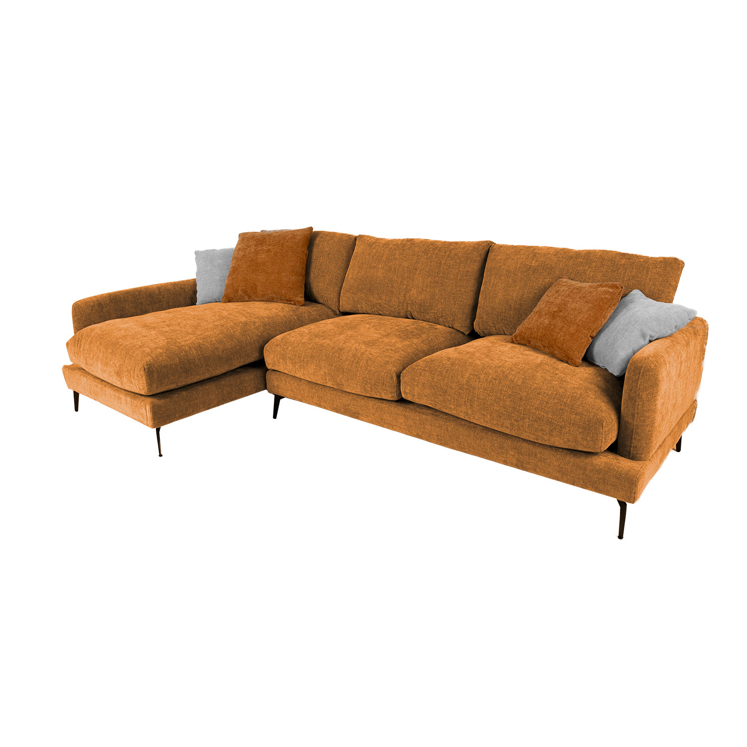 Kampinė sofa su kairiuoju kampu, ruda, 292 × 162/94 × 94 cm