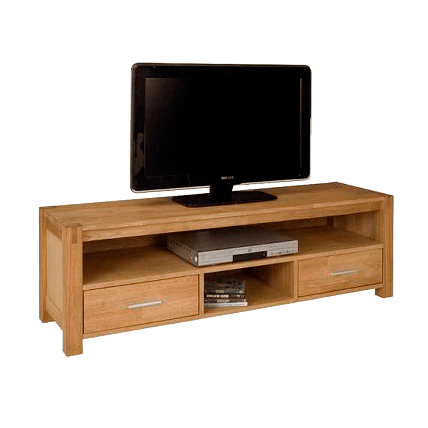 TV staliukas CHICAGO NEW su 2 stalčiais, natūralios spalvos, 140 × 40 × 45 cm
