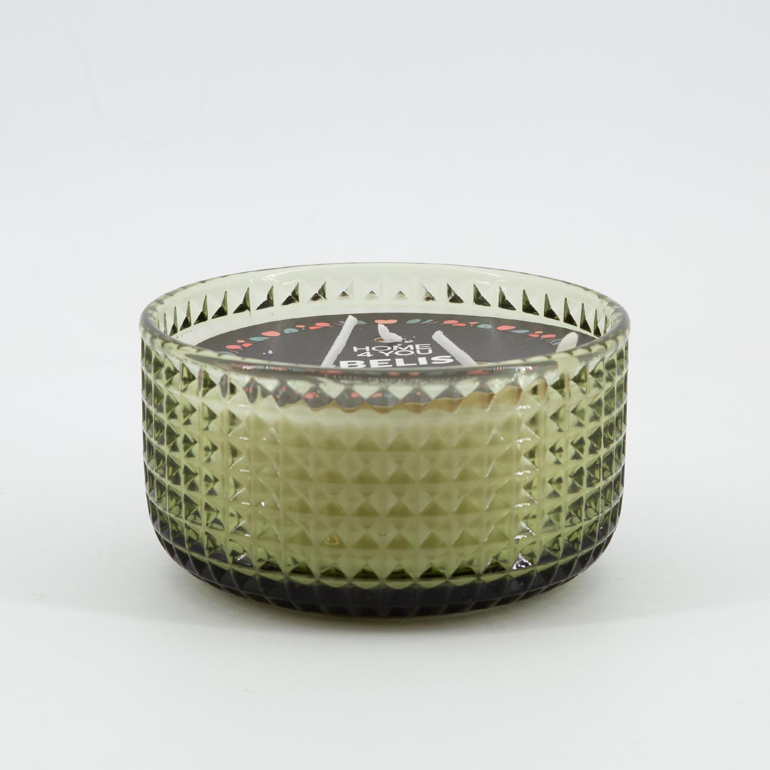 Aromātiskā svece ar 3 diegiem, zaļa, Ø 10,4 × 5,8 cm