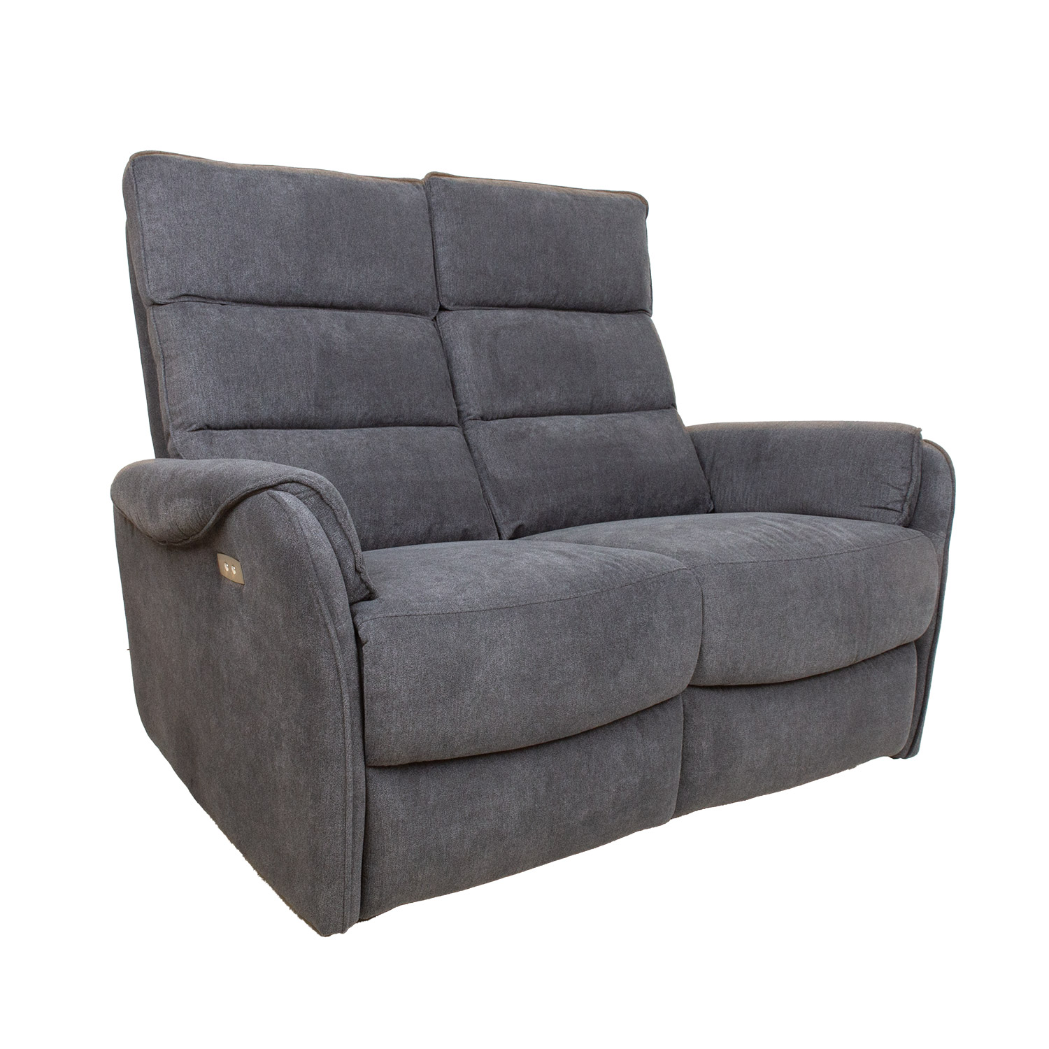 Dvivietė elektrinė sofa BOWERS, melsvai pilka, 135 × 98 × 109 cm