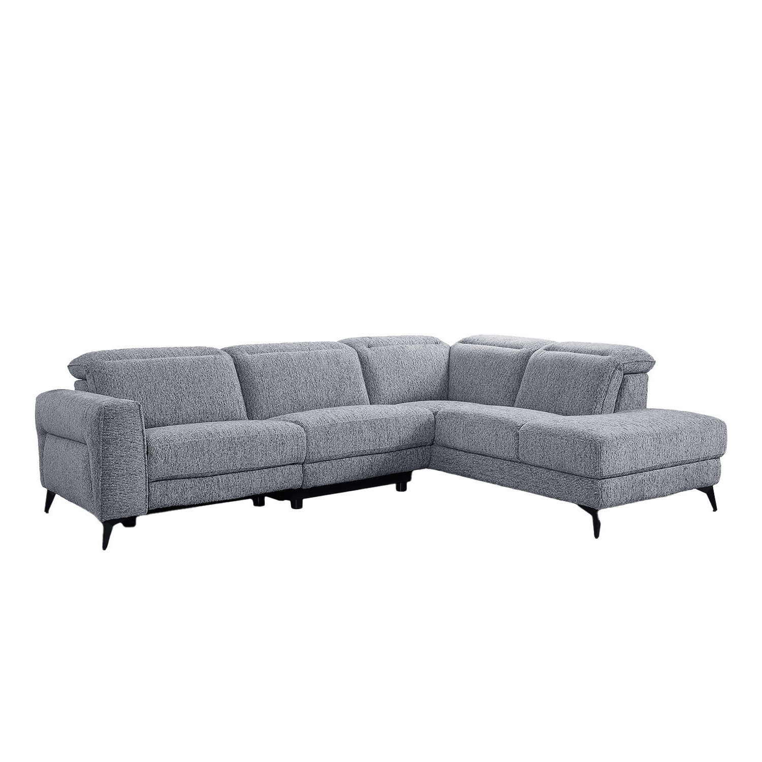 Kampinė sofa su elektriniu atlošiamu mechanizmu, pilka, 278 × 94/206 × 78/102 cm 2