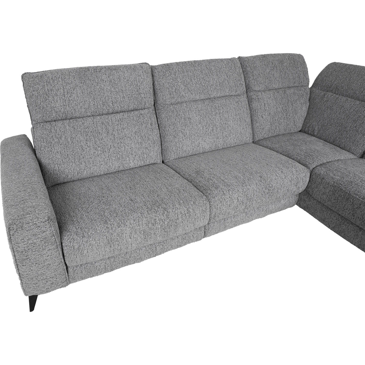 Kampinė sofa su elektriniu atlošiamu mechanizmu, pilka, 278 × 94/206 × 78/102 cm 3