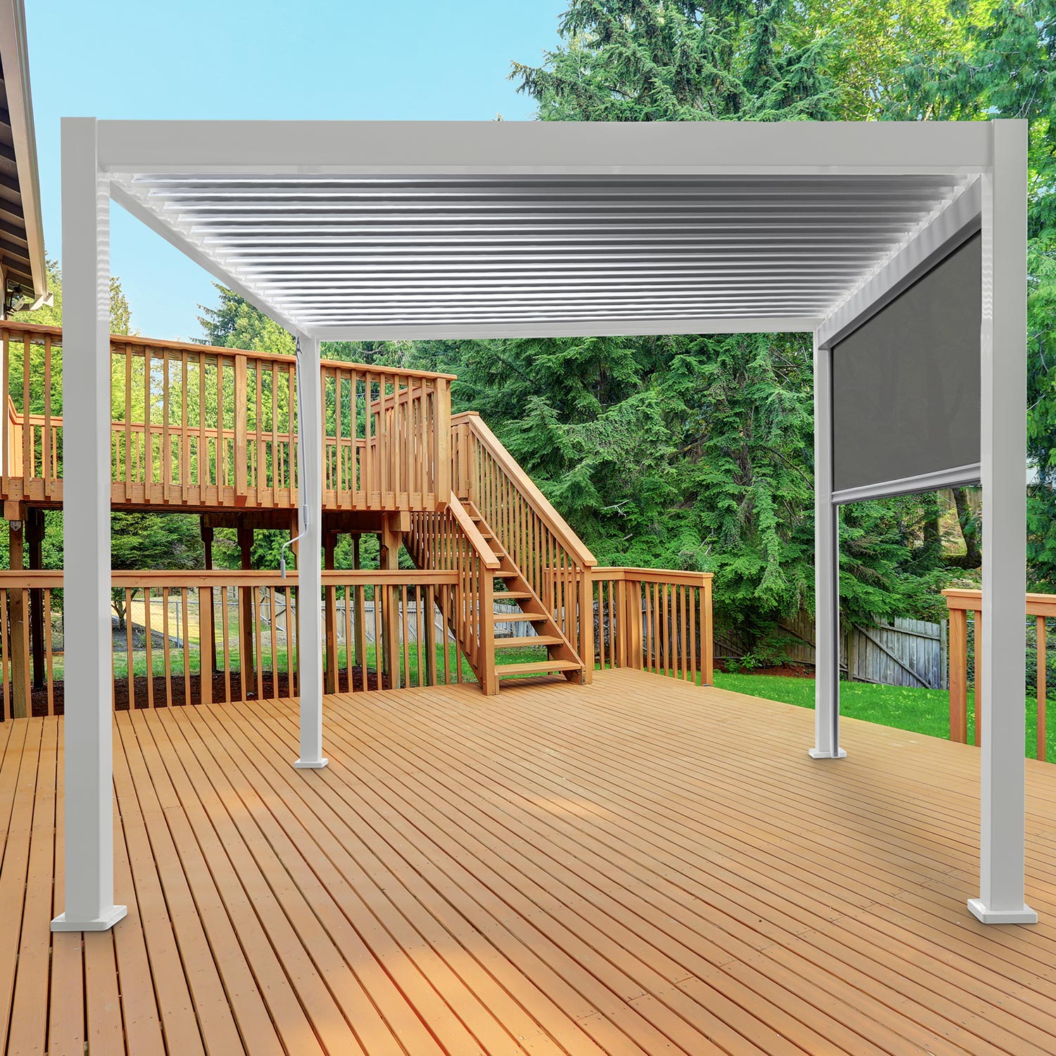Sodo pavėsinė MIRADOR-111 su reguliuojamu lameliniu stogu, balta, 301,3 × 392,7 × 250,8 cm 2