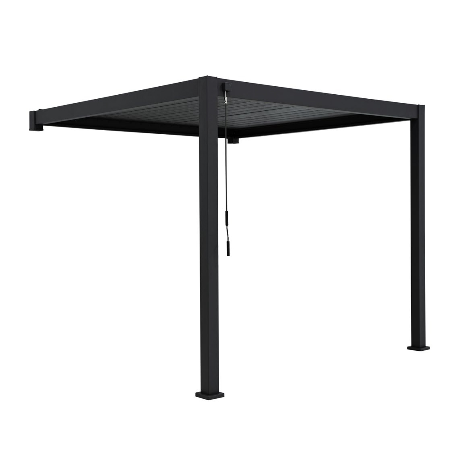 Sieninė pavėsinė MIRADOR-111 su lameliniu stogu, tamsiai pilka, 301,3 × 392,7 × 250,8/253,3 cm