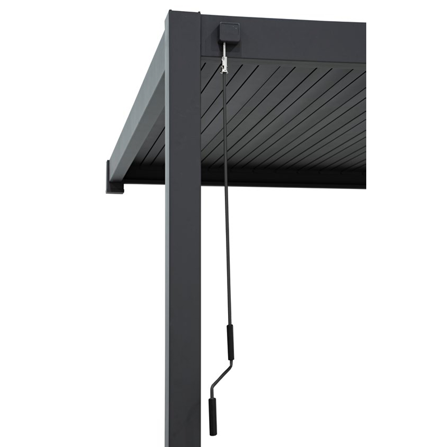 Sieninė pavėsinė MIRADOR-111 su lameliniu stogu, tamsiai pilka, 301,3 × 392,7 × 250,8/253,3 cm