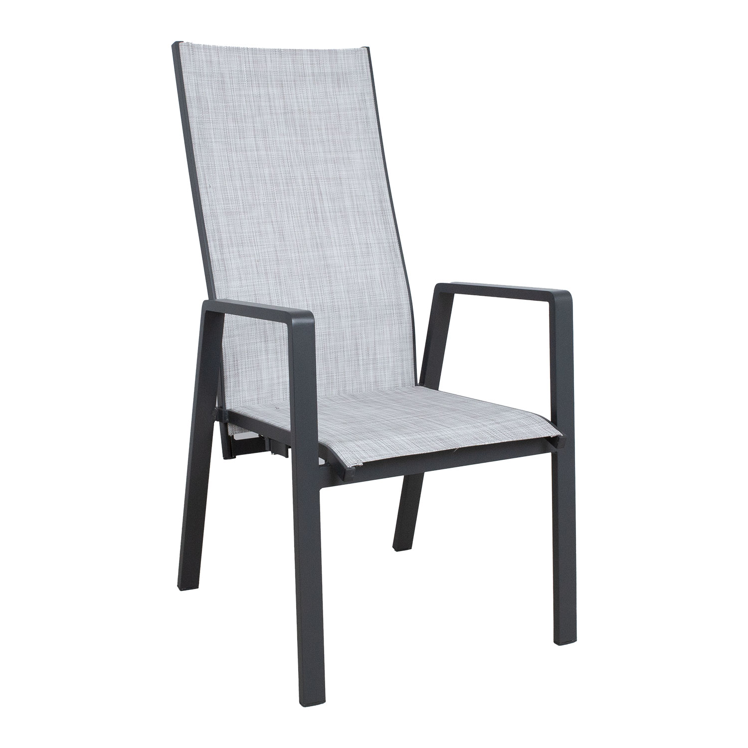 Lauko kėdė su reguliuojamu atlošu, pilka, 67 × 56 × 94–110 cm