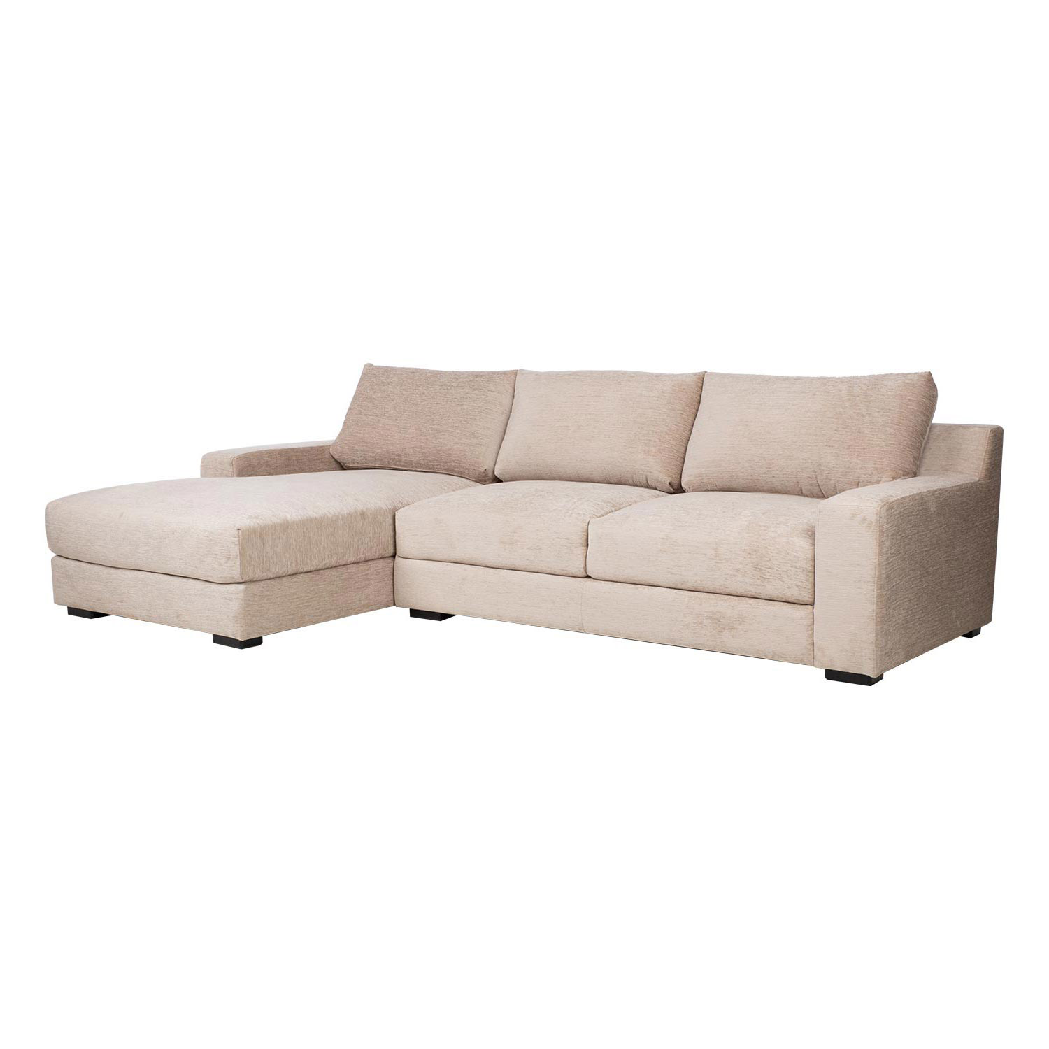Kampinė sofa, kairinė, smėlinė, 282 × 100/171 × 88 cm