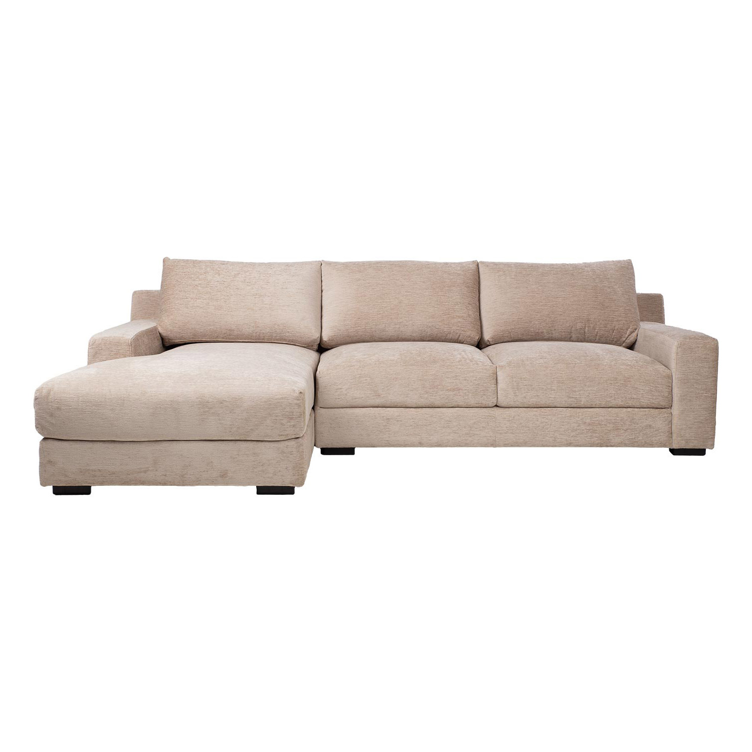 Kampinė sofa, kairinė, smėlinė, 282 × 100/171 × 88 cm