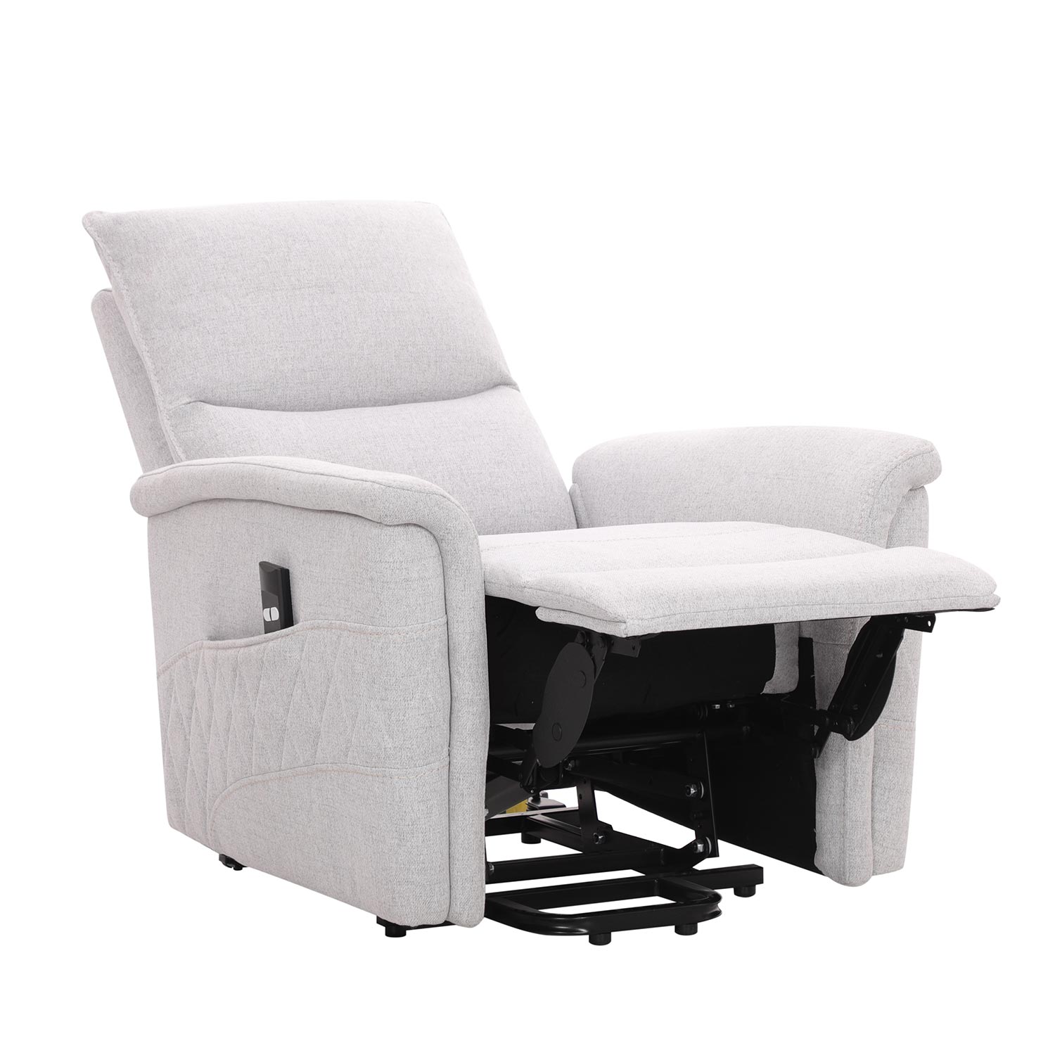 Fotelis GIANNI su elektriniu atlošimo ir pakėlimo mechanizmu, pilkai baltas, 85 × 86 × 106 cm 2