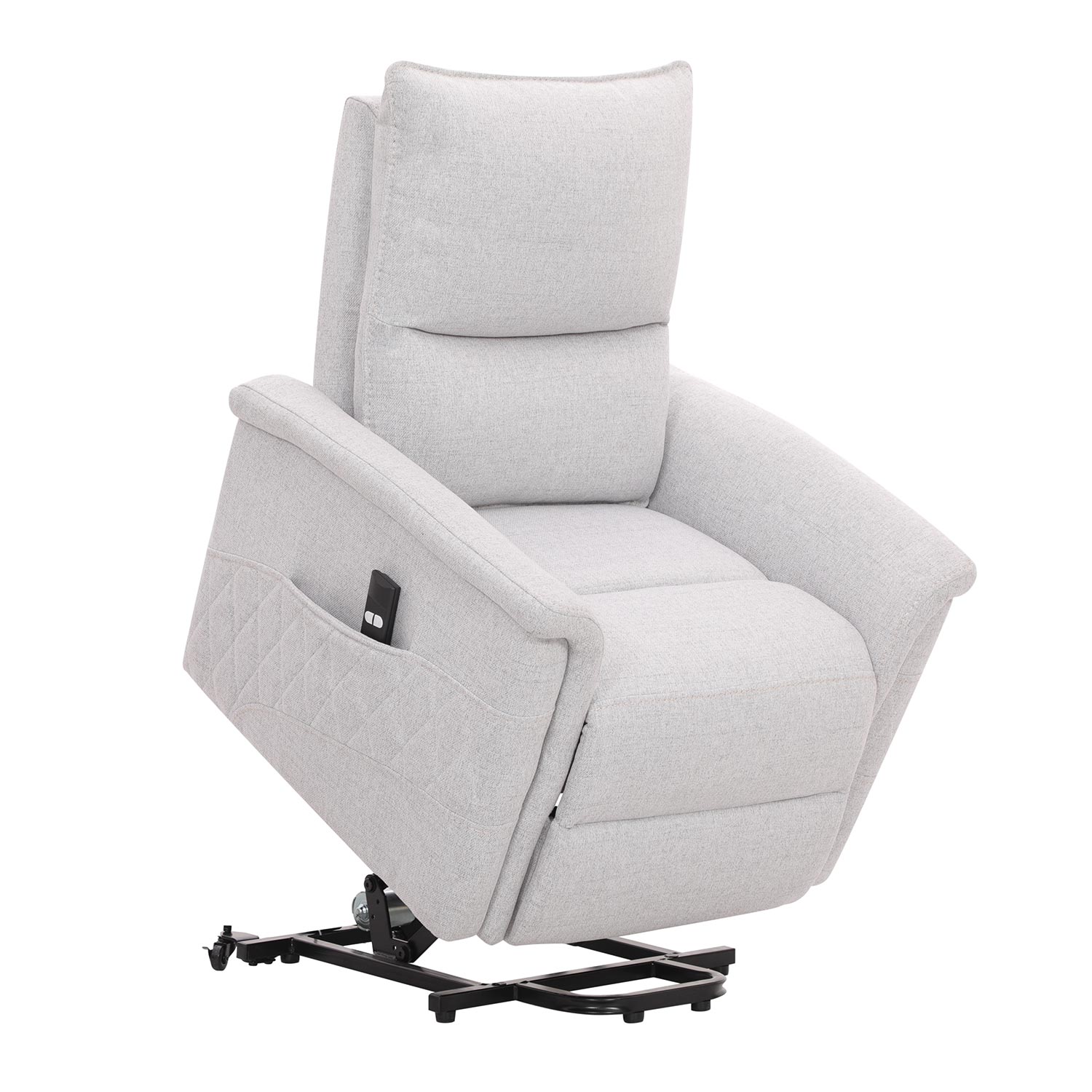 Fotelis GIANNI su elektriniu atlošimo ir pakėlimo mechanizmu, pilkai baltas, 85 × 86 × 106 cm 3