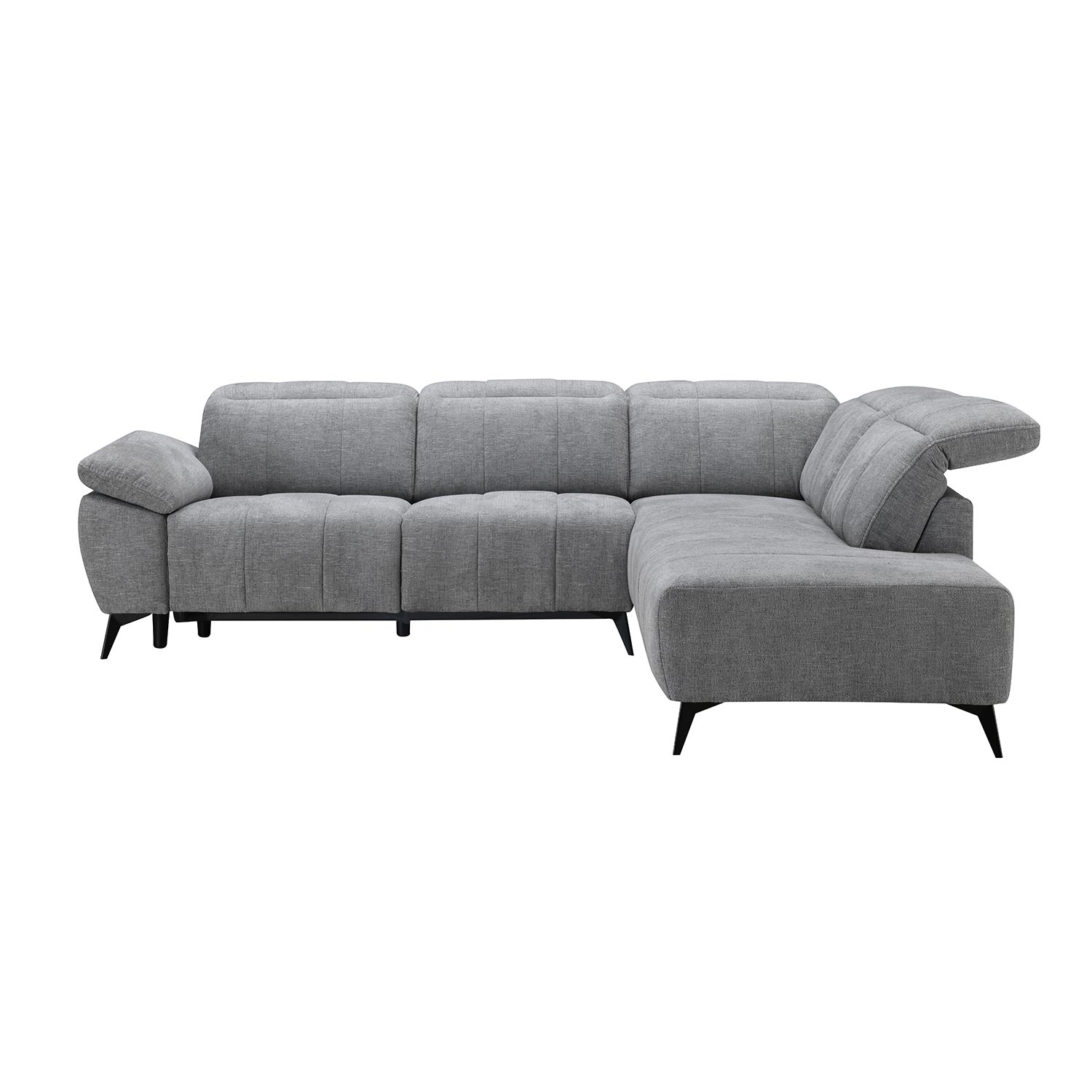 Kampinė sofa HAMID, dešininė, su elektriniu kojų atramos reguliavimu, pilka, 279 × 106/225 × 82 cm 3