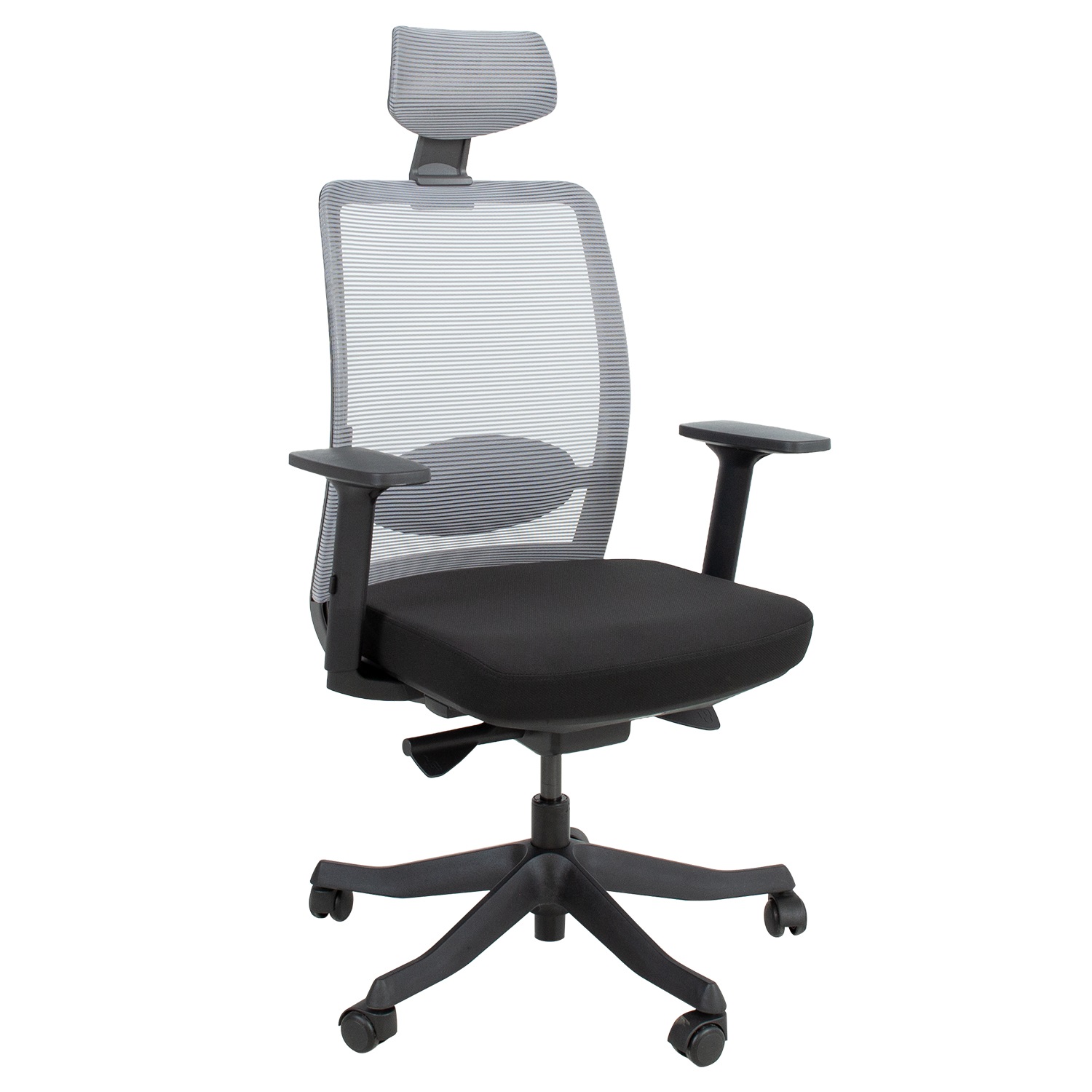 Biuro kėdė su sinchroniniu mechanizmu ir reguliuojama juosmens atrama, juoda, 70 × 70 × 116–130,5 cm
