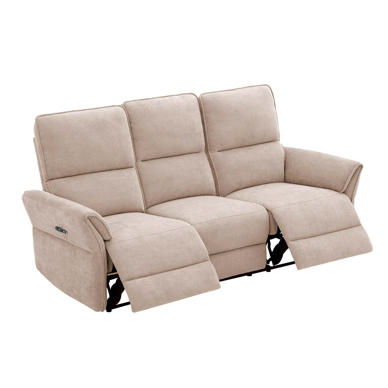 Sofa DAMIKA, 3 vietų su elektriniu atlošimo mechanizmu, šviesiai ruda, 200 × 92 × 103 cm